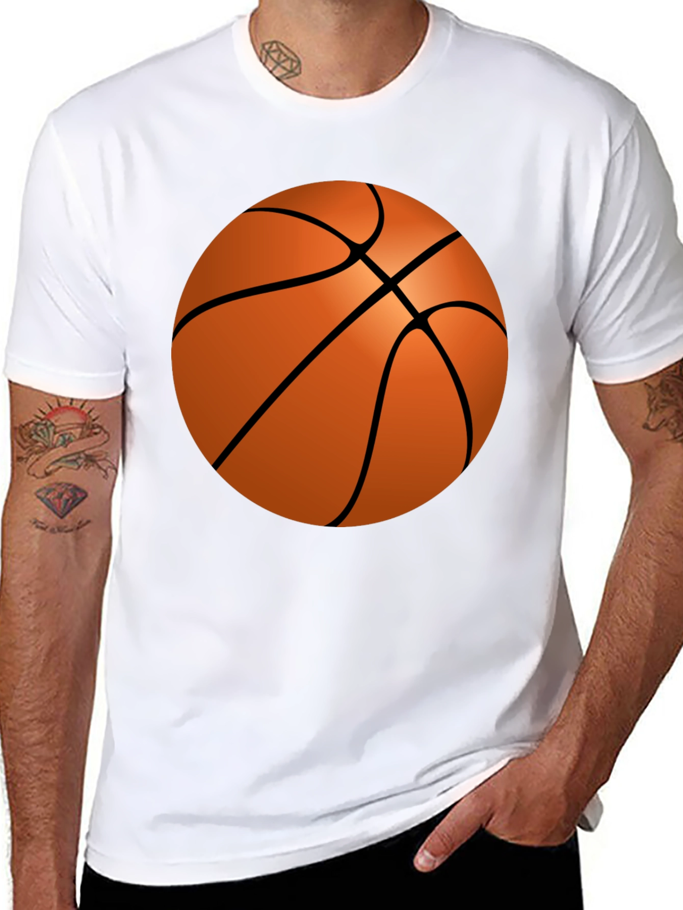 Basketball Graphic Tee - Casual Mens Black T-Shirt