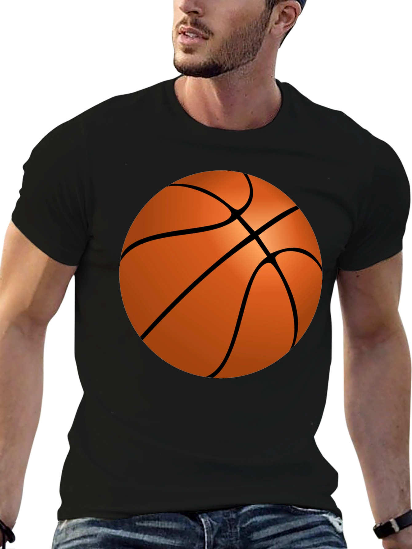 Basketball Graphic Tee - Casual Mens Black T-Shirt