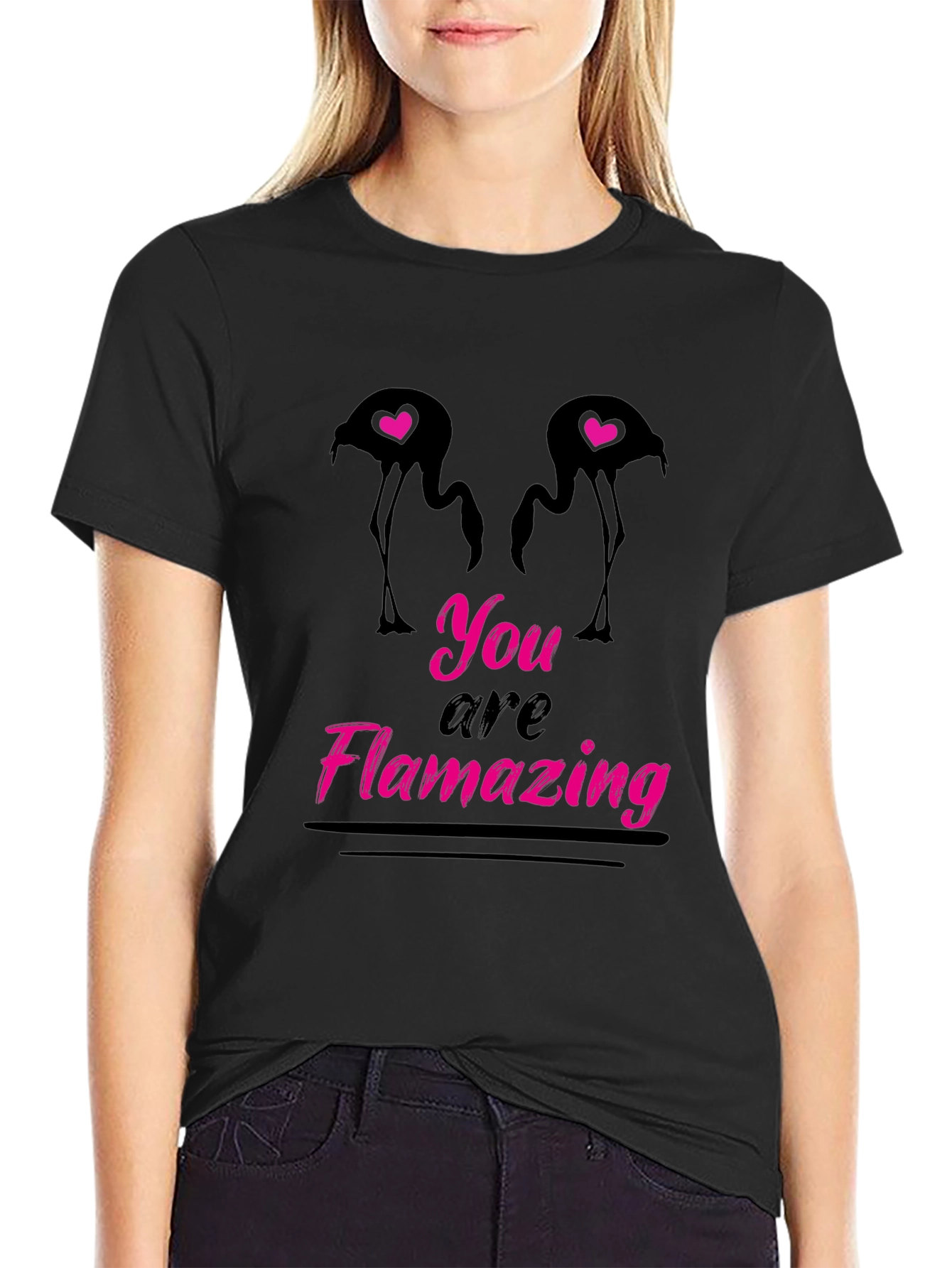 Flamazing Flamingo Graphic Tee - Black