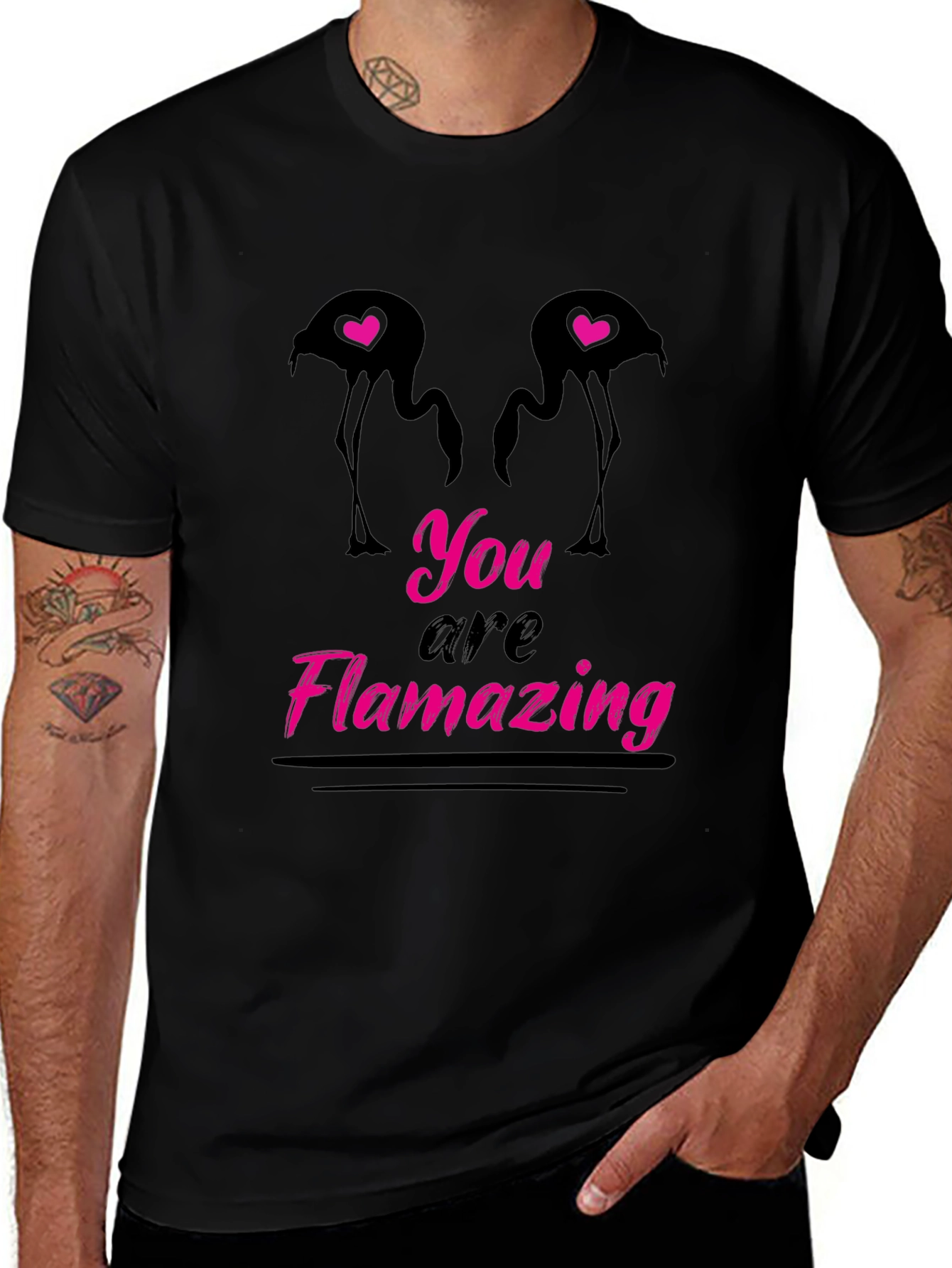 Flamazing Flamingo Graphic Tee - Black