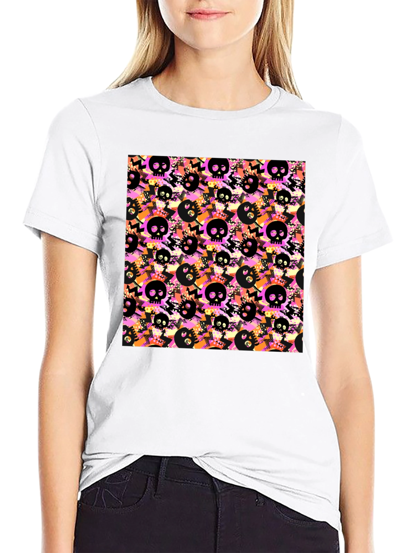 Skull Pattern Graphic Mens T-Shirt