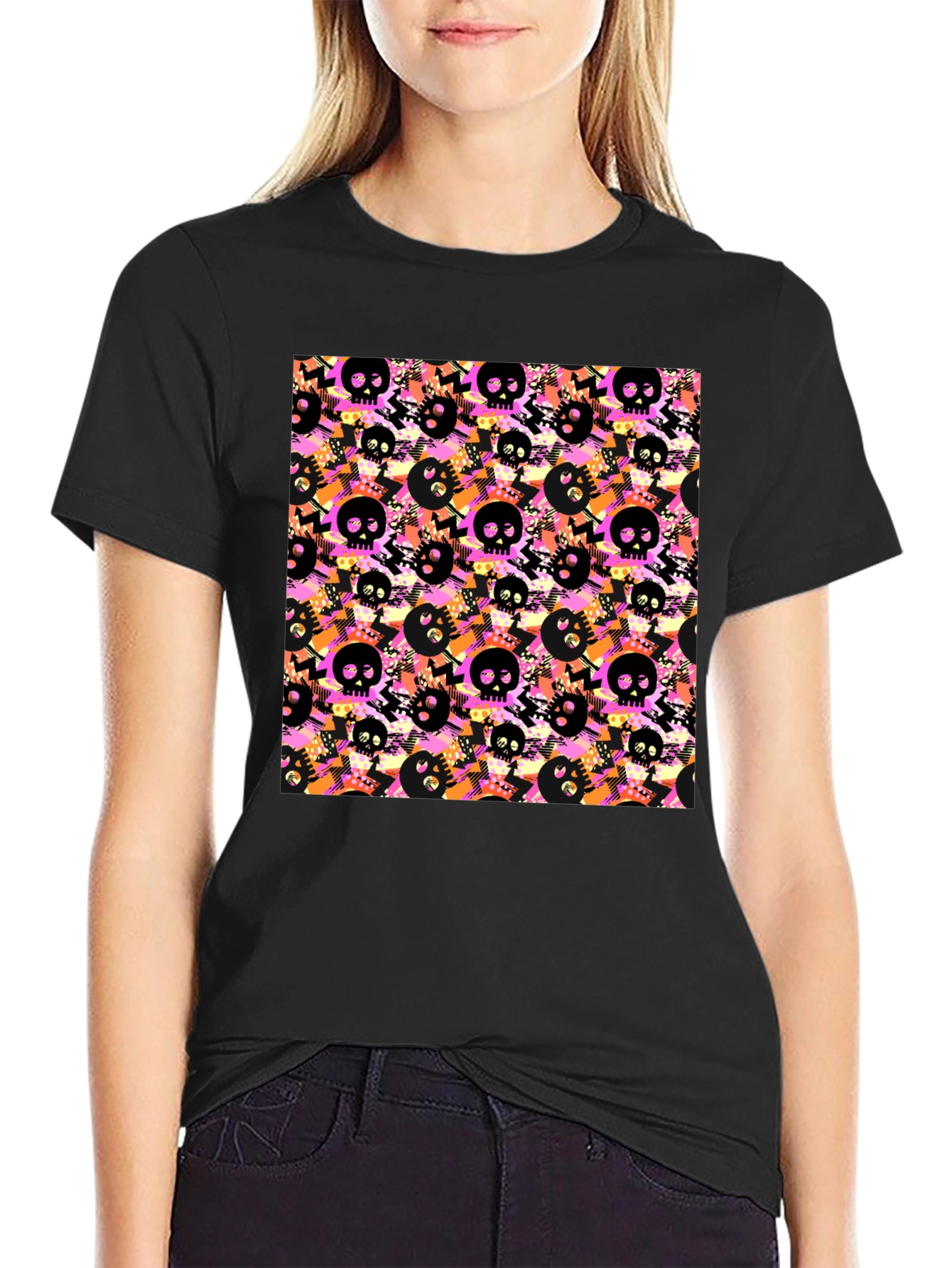Skull Pattern Graphic Mens T-Shirt
