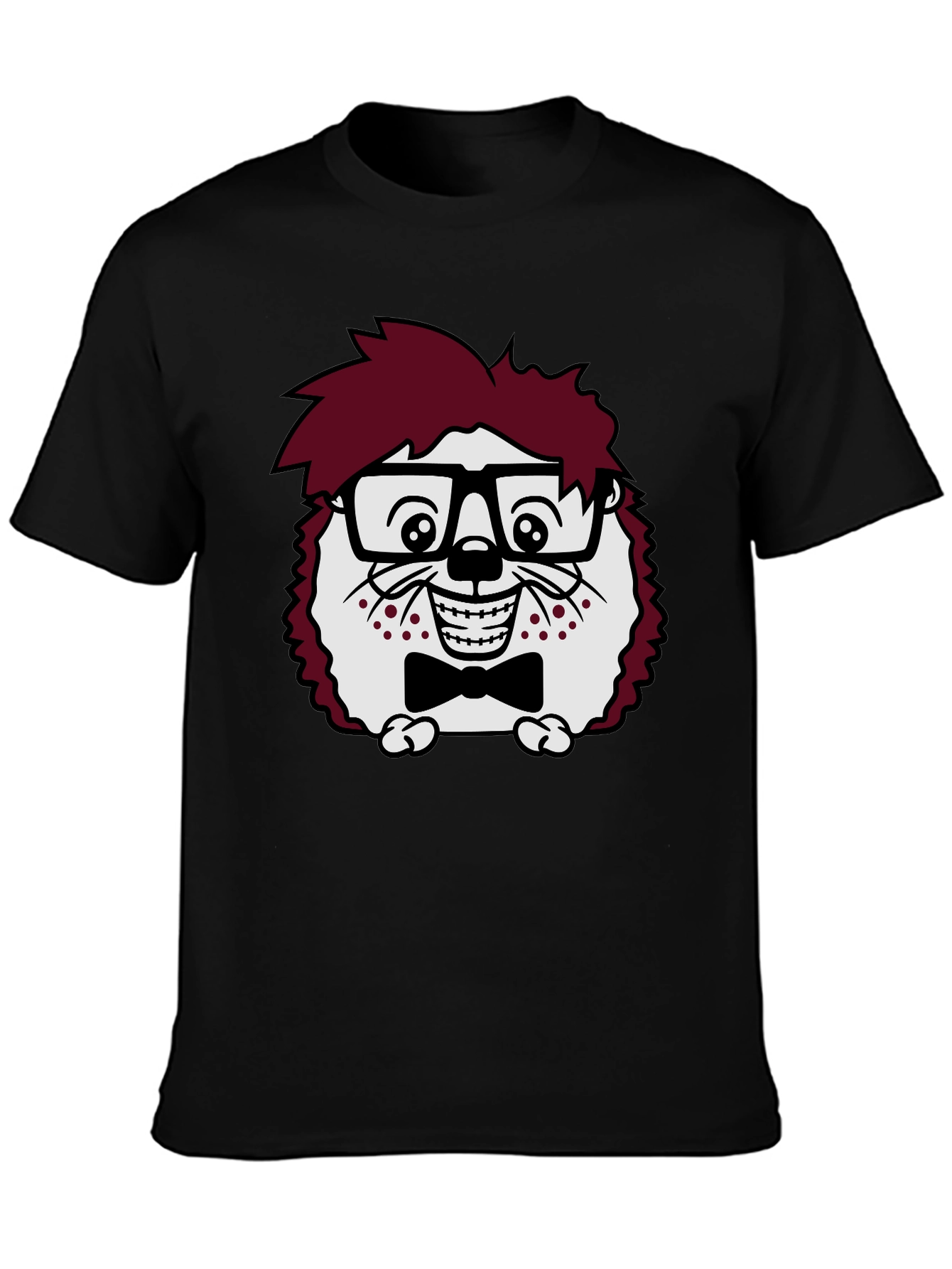 Funny Hedgehog Geek T-Shirt - Black Cotton Tee