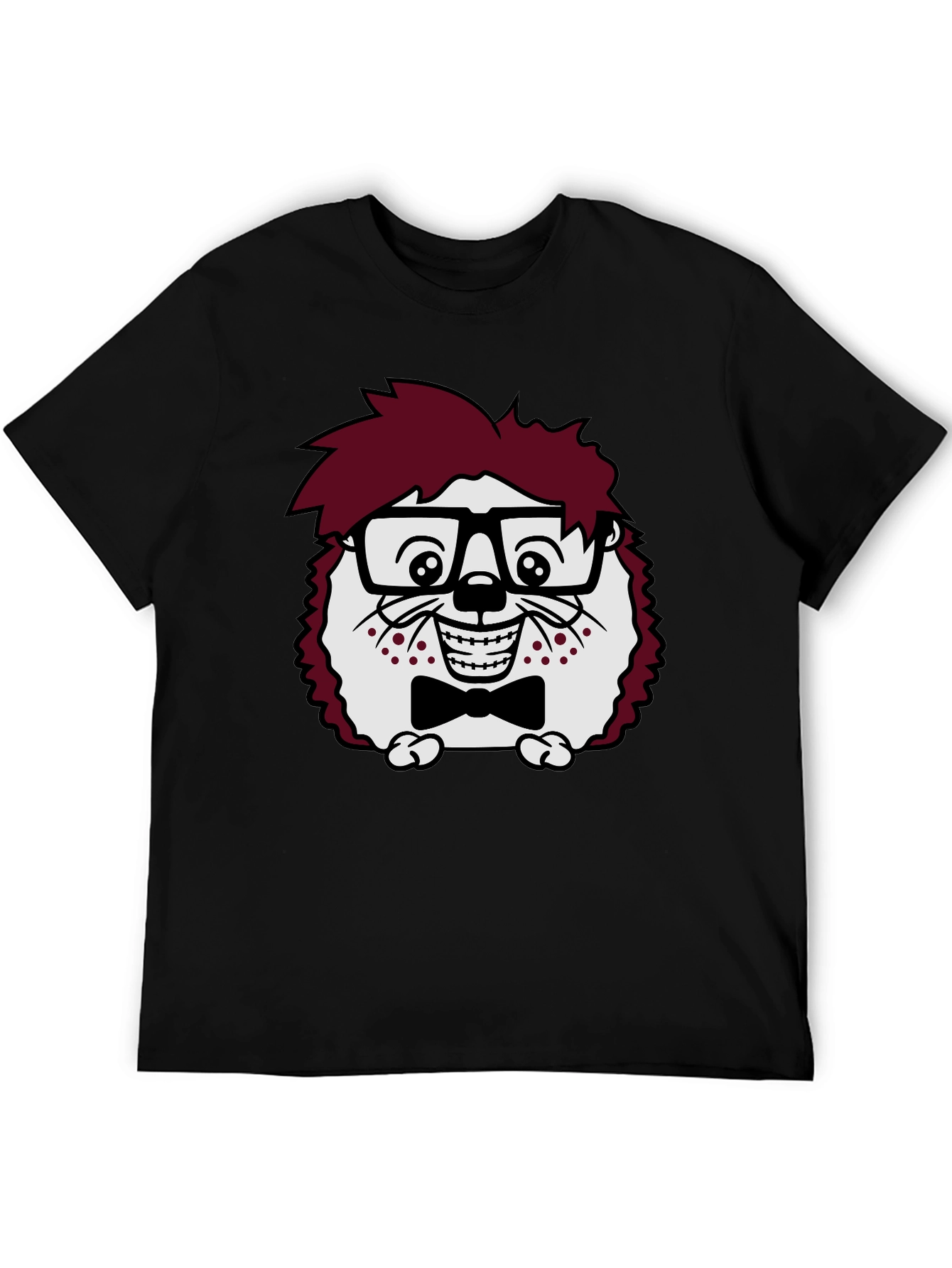 Funny Hedgehog Geek T-Shirt - Black Cotton Tee