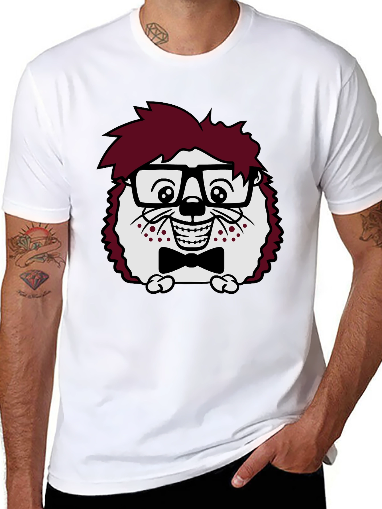 Funny Hedgehog Geek T-Shirt - Black Cotton Tee