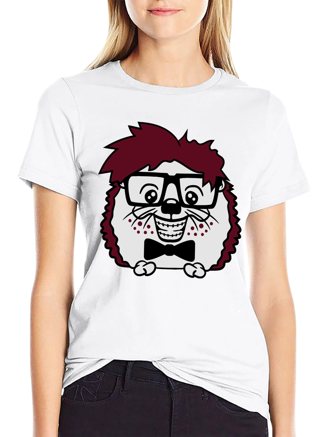 Funny Hedgehog Geek T-Shirt - Black Cotton Tee