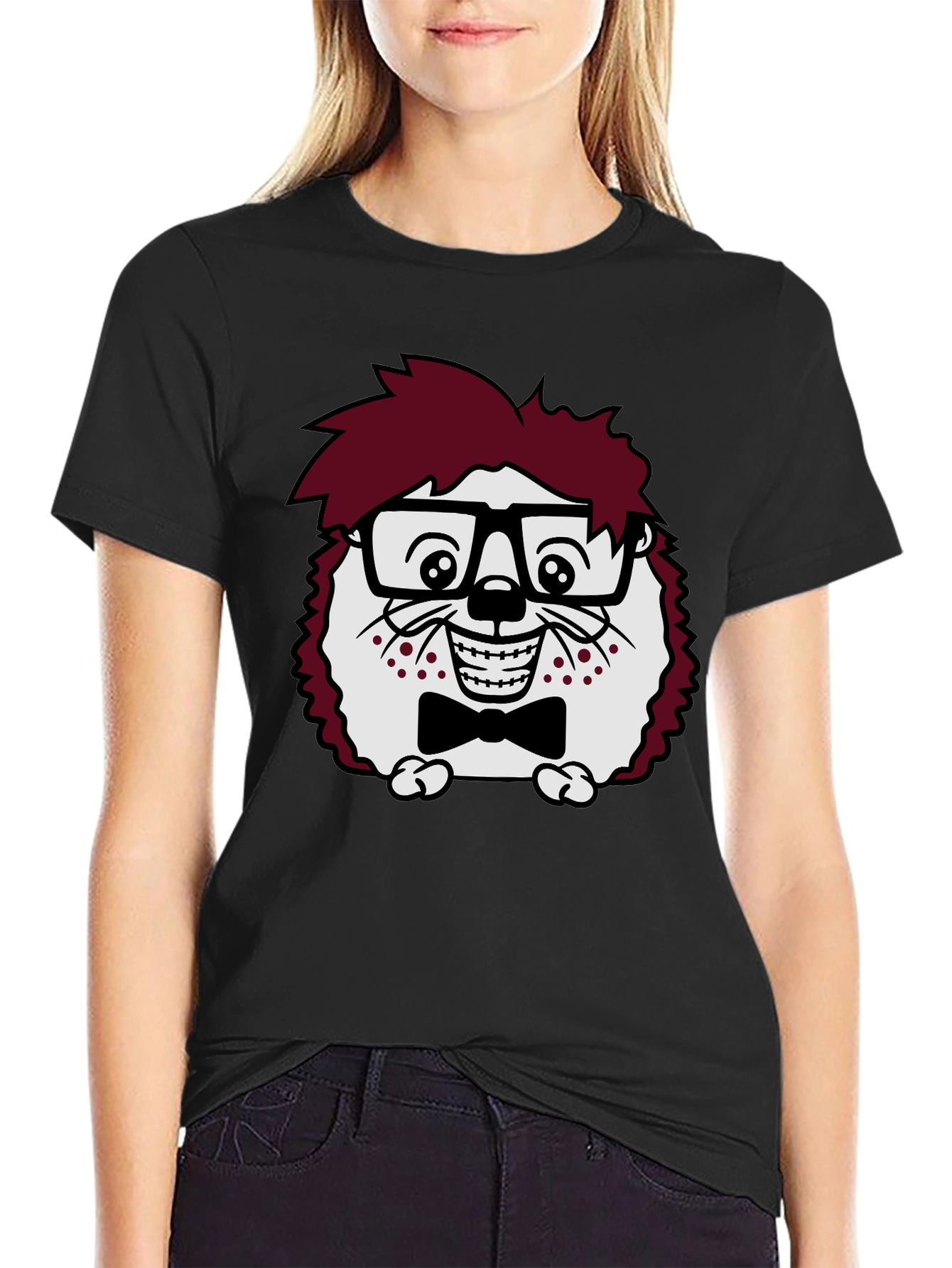 Funny Hedgehog Geek T-Shirt - Black Cotton Tee