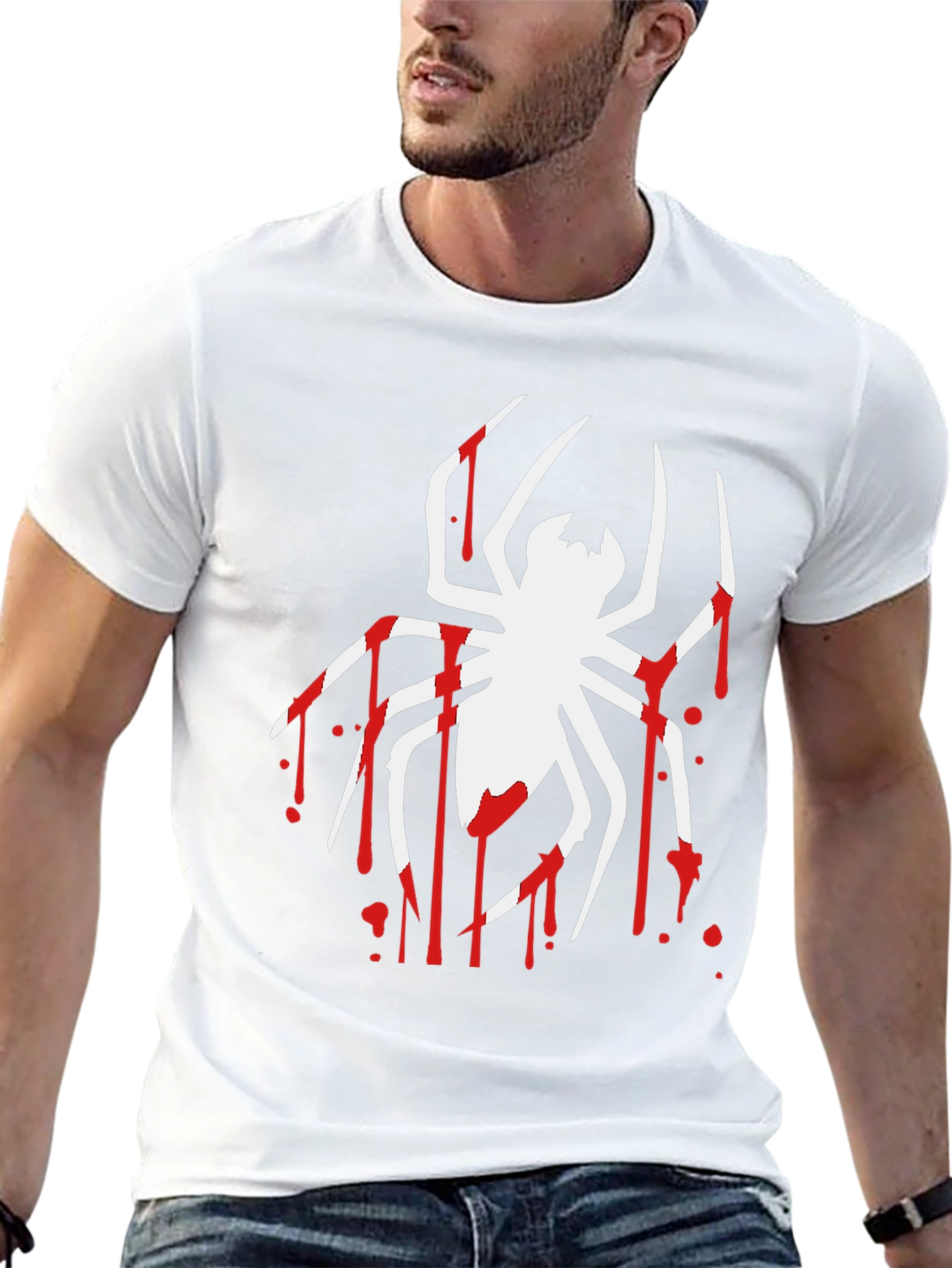 Spider Drip Graphic Tee - Bold Black Cotton T-Shirt