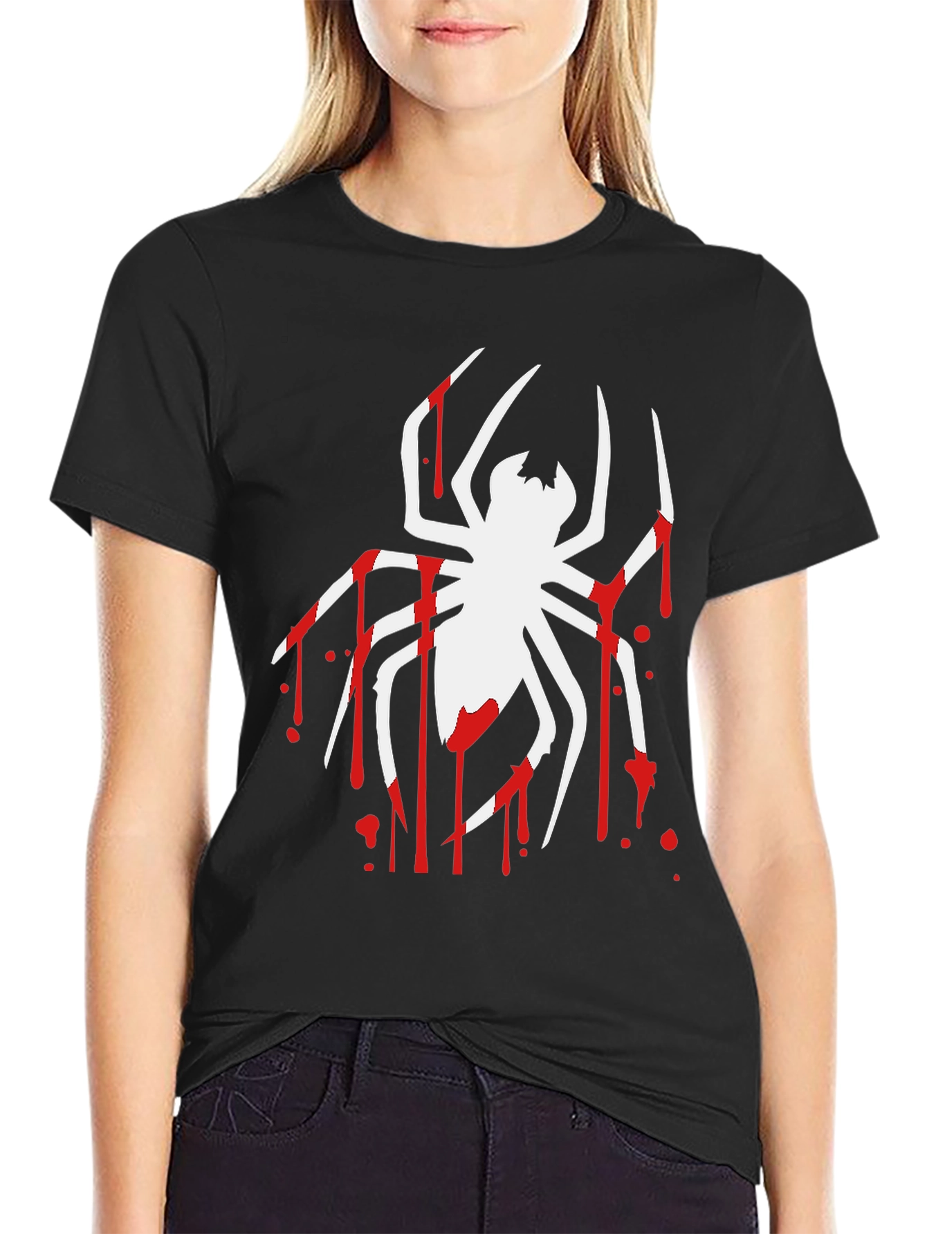 Spider Drip Graphic Tee - Bold Black Cotton T-Shirt