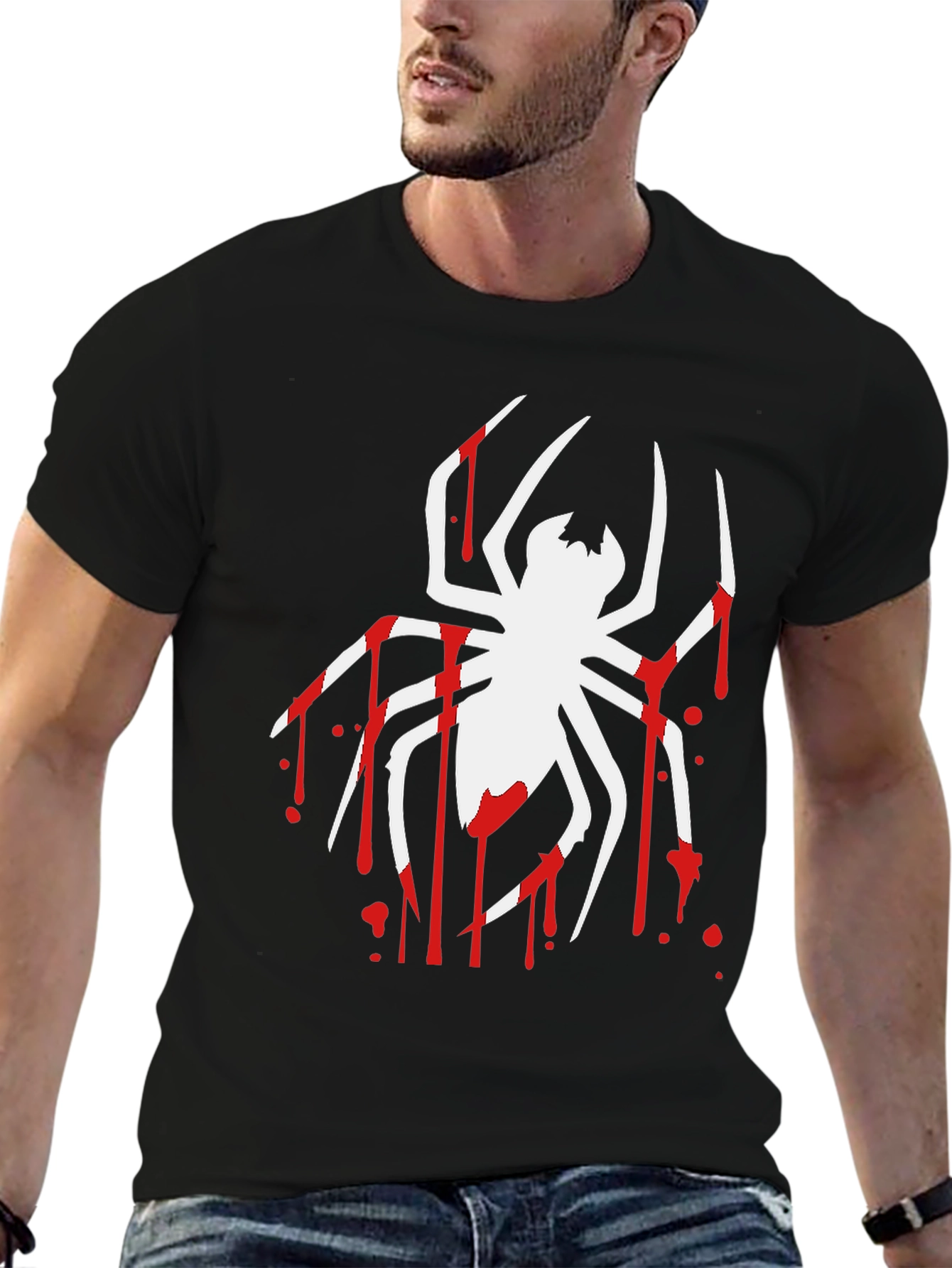 Spider Drip Graphic Tee - Bold Black Cotton T-Shirt