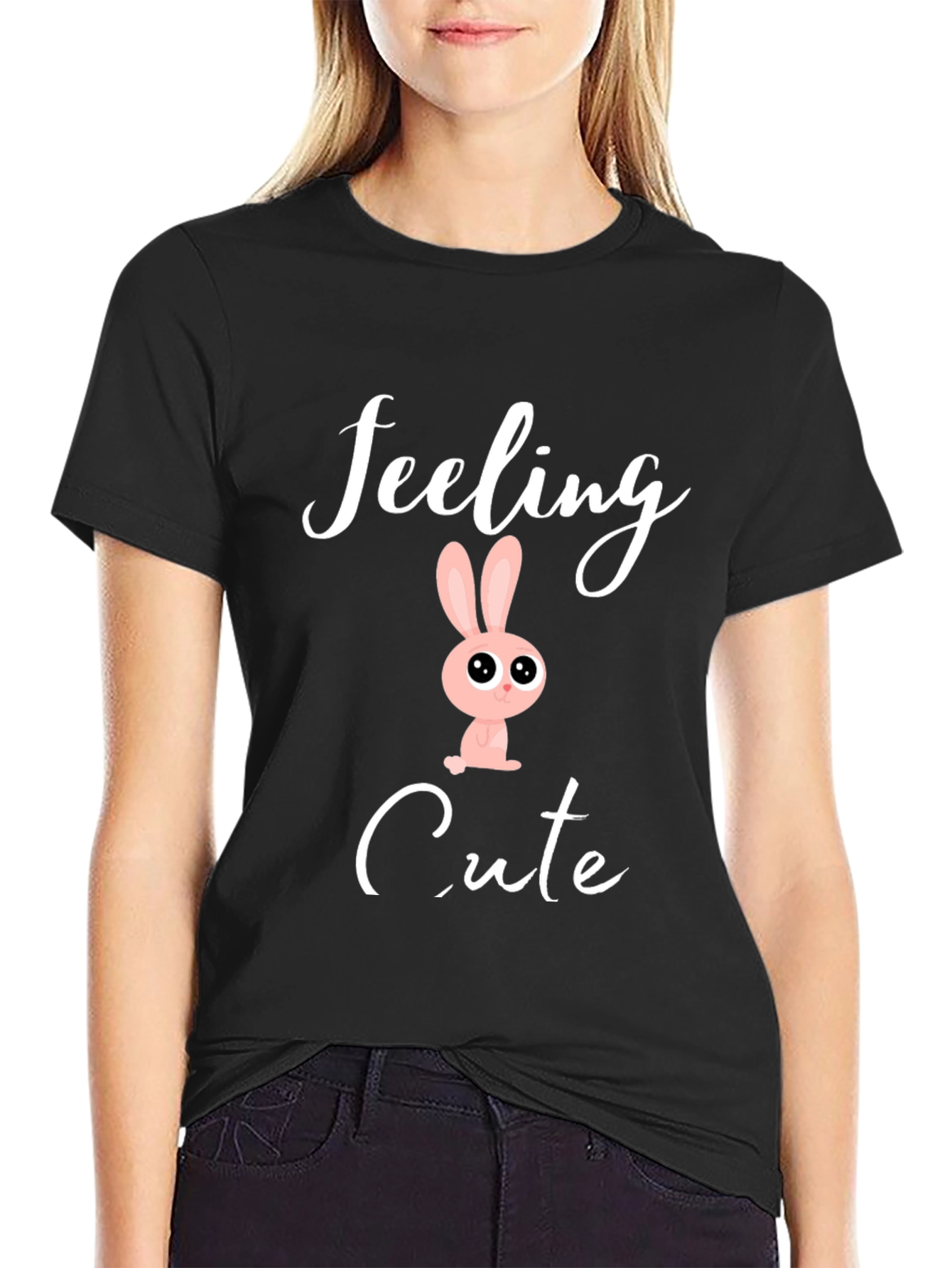 Feeling Cute Bunny T-Shirt - Black