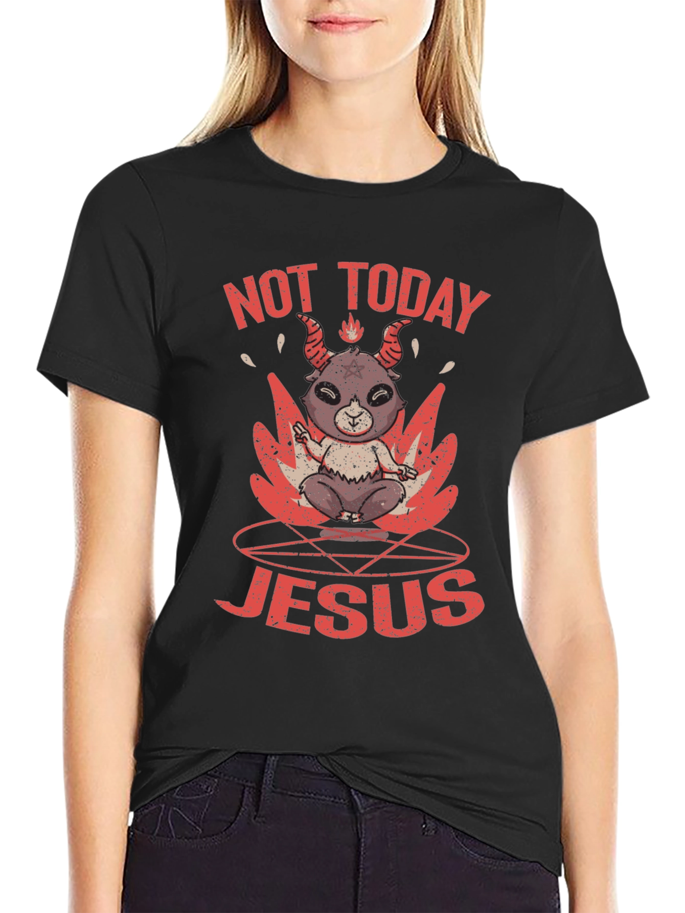 Not Today Jesus Graphic T-Shirt
