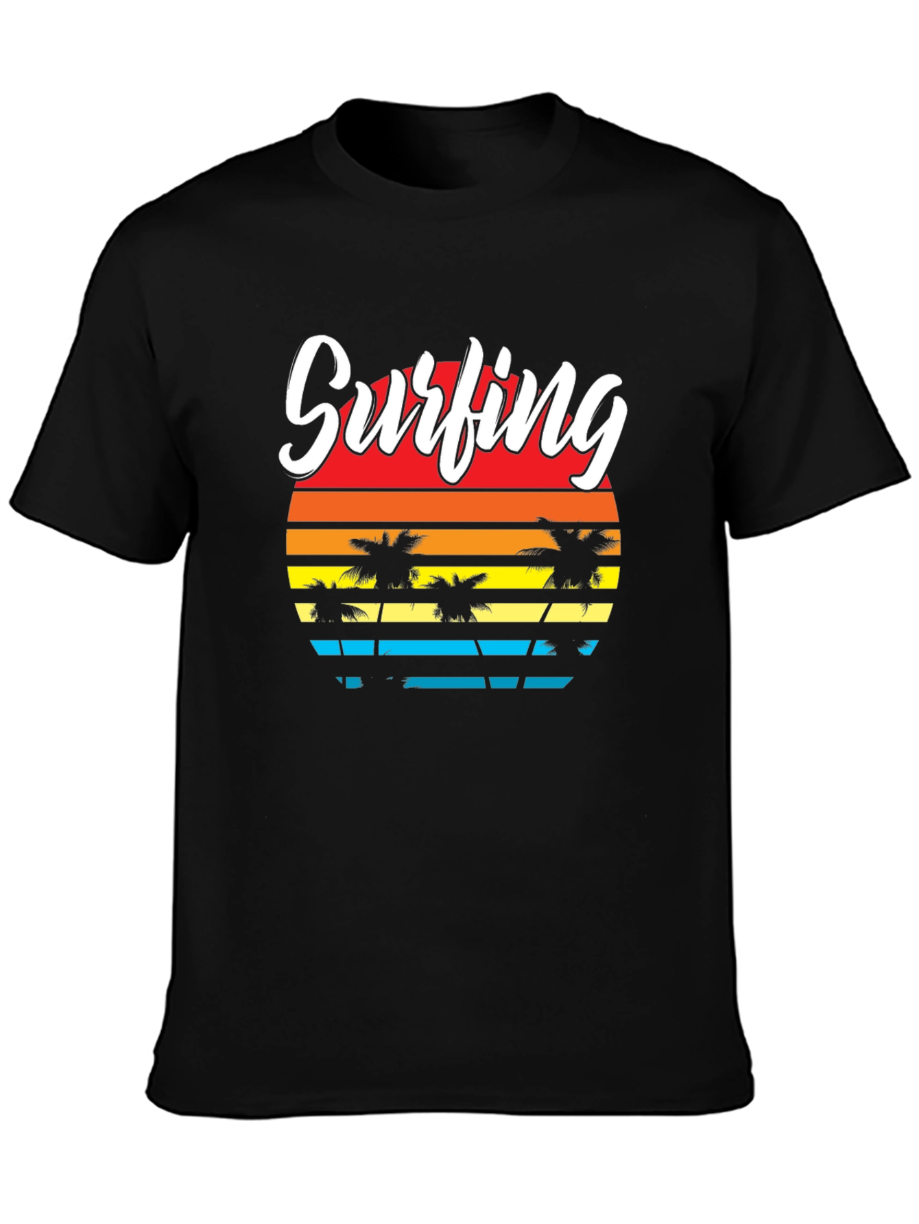 Surfing Sunset Palm Tree T-Shirt