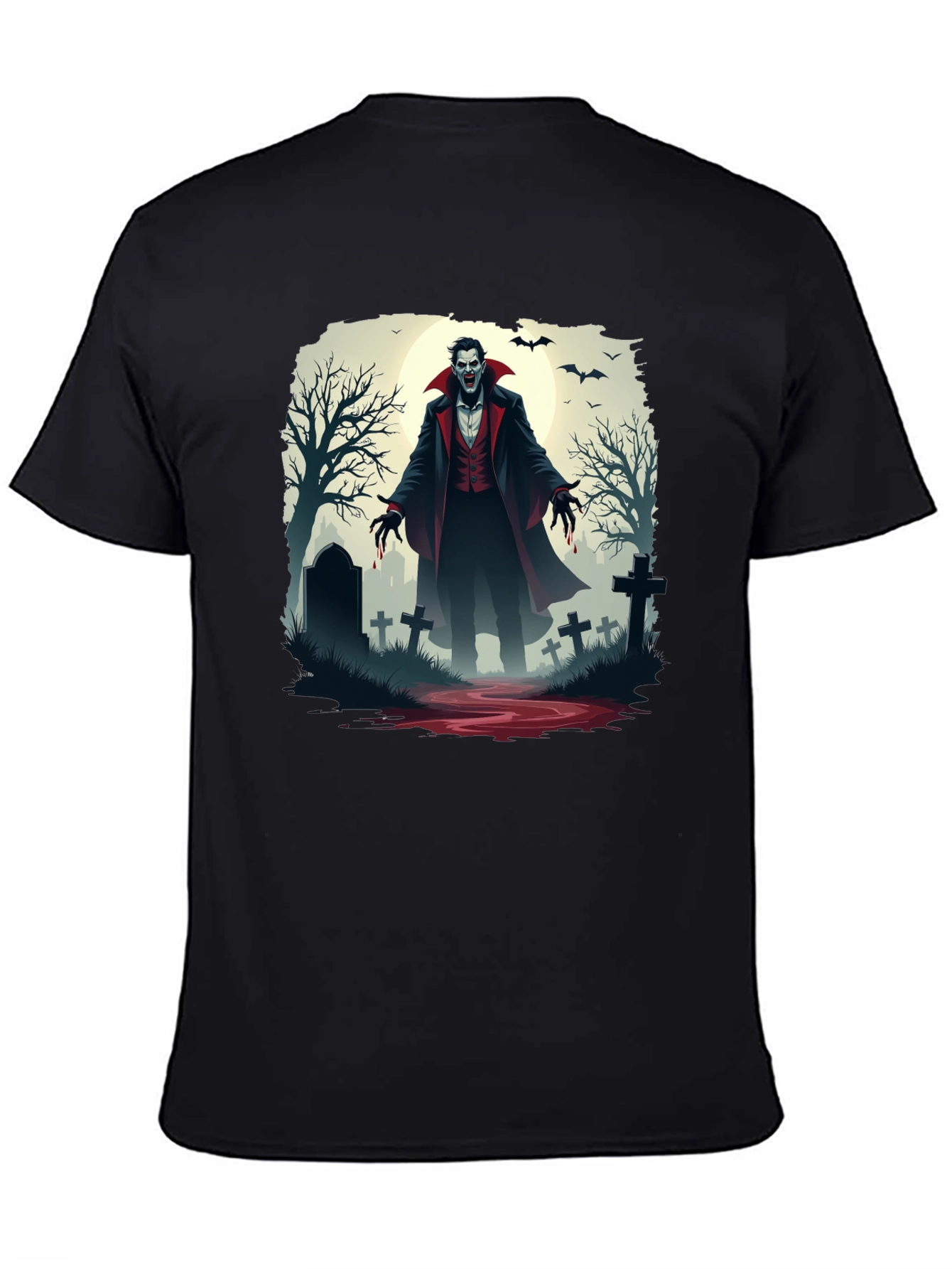 Vampire Graveyard Graphic Tee - Halloween Style
