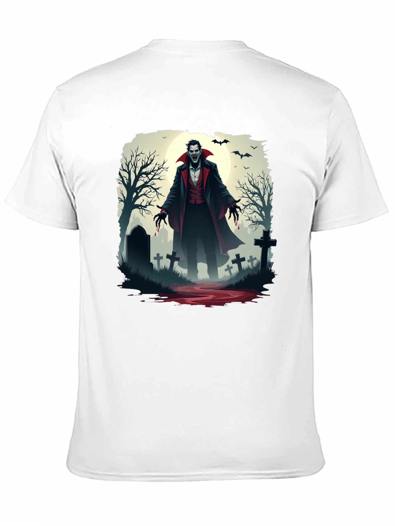 Vampire Graveyard Graphic Tee - Halloween Style