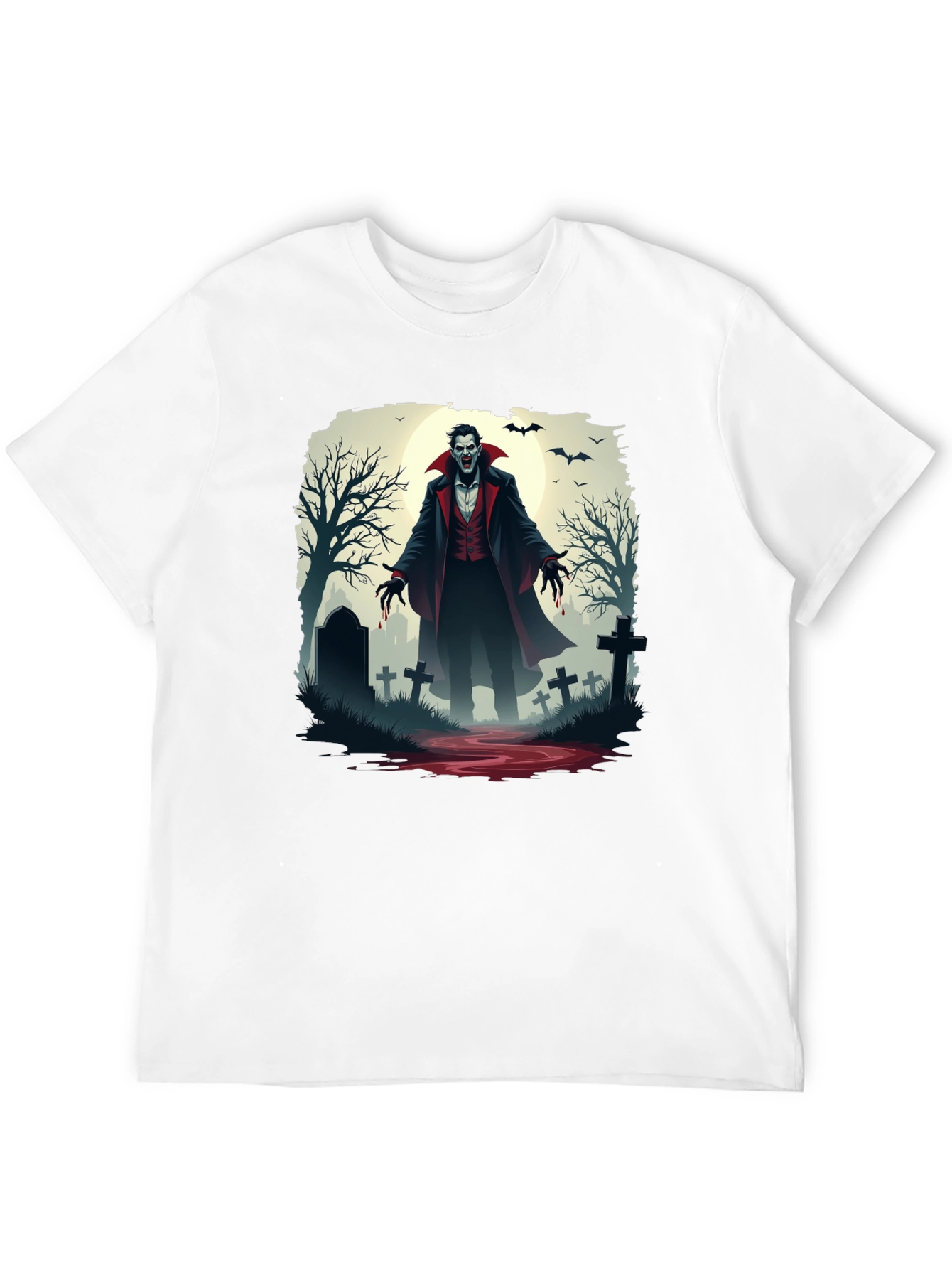 Vampire Graveyard Graphic Tee - Halloween Style