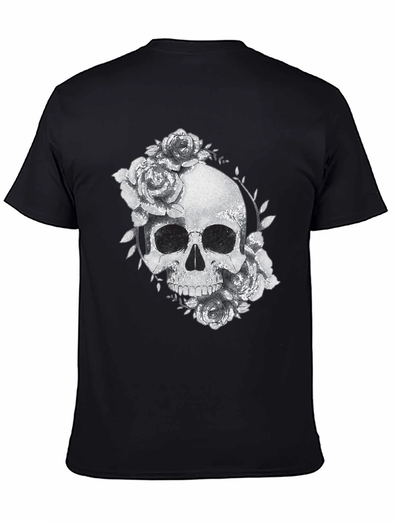 Skull & Roses Graphic Black T-Shirt