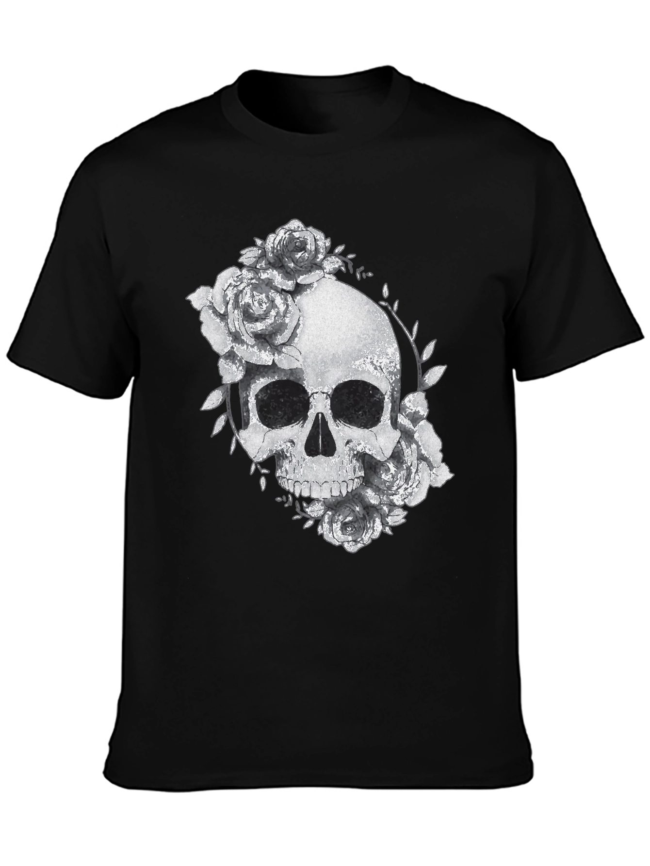 Skull & Roses Graphic Black T-Shirt