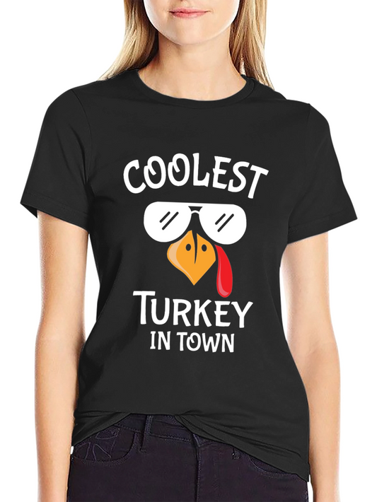 Coolest Turkey in Town Black Graphic Tee