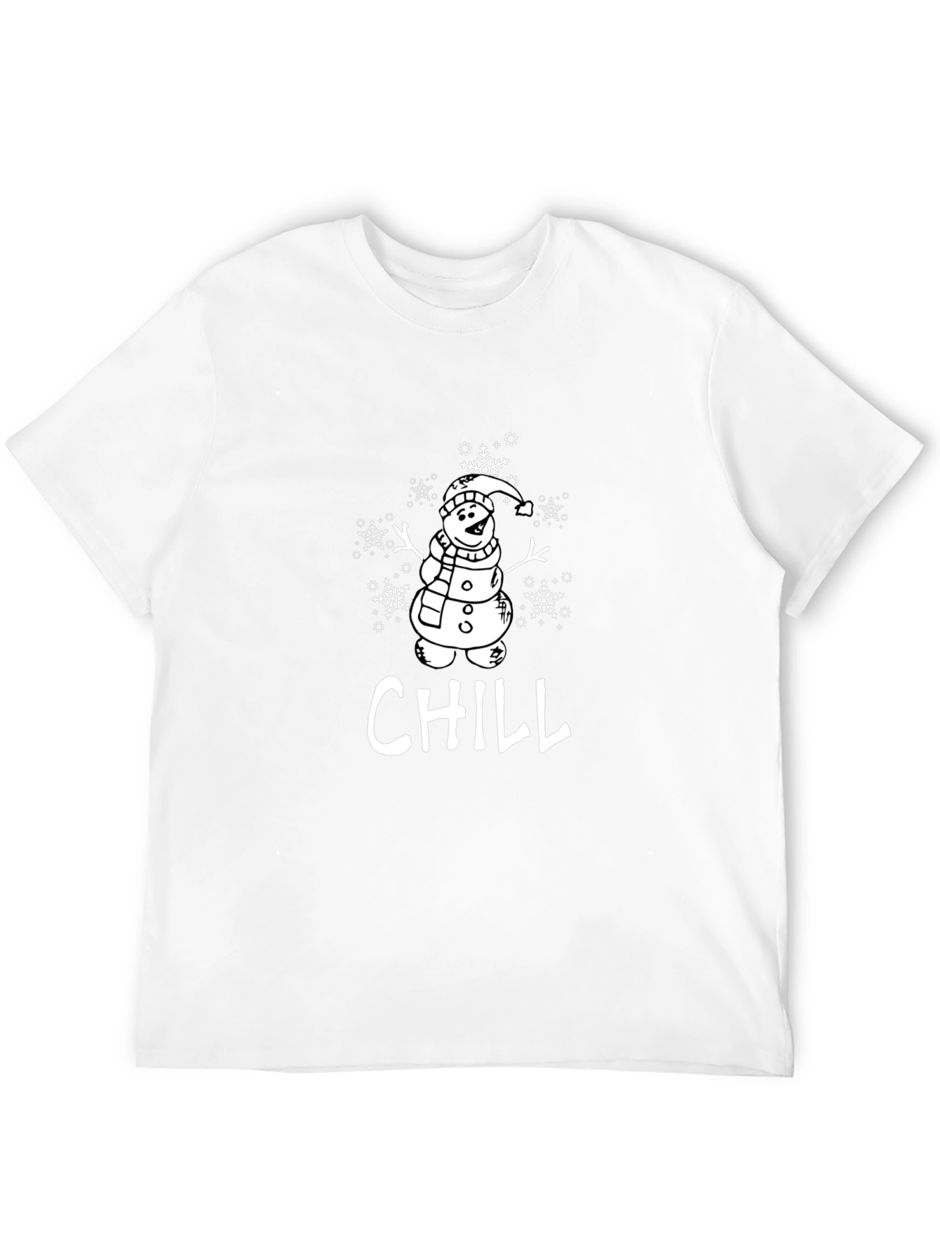 Chill Snowman Graphic Tee - Black Holiday T-Shirt