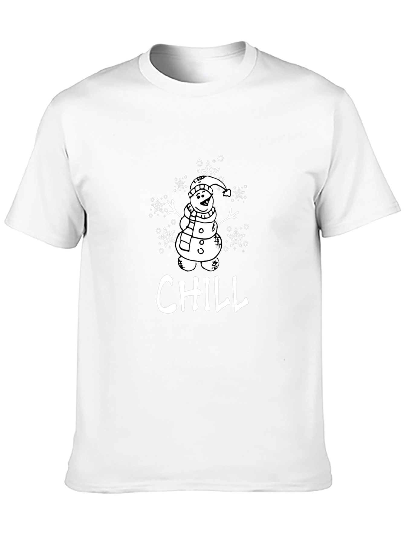 Chill Snowman Graphic Tee - Black Holiday T-Shirt