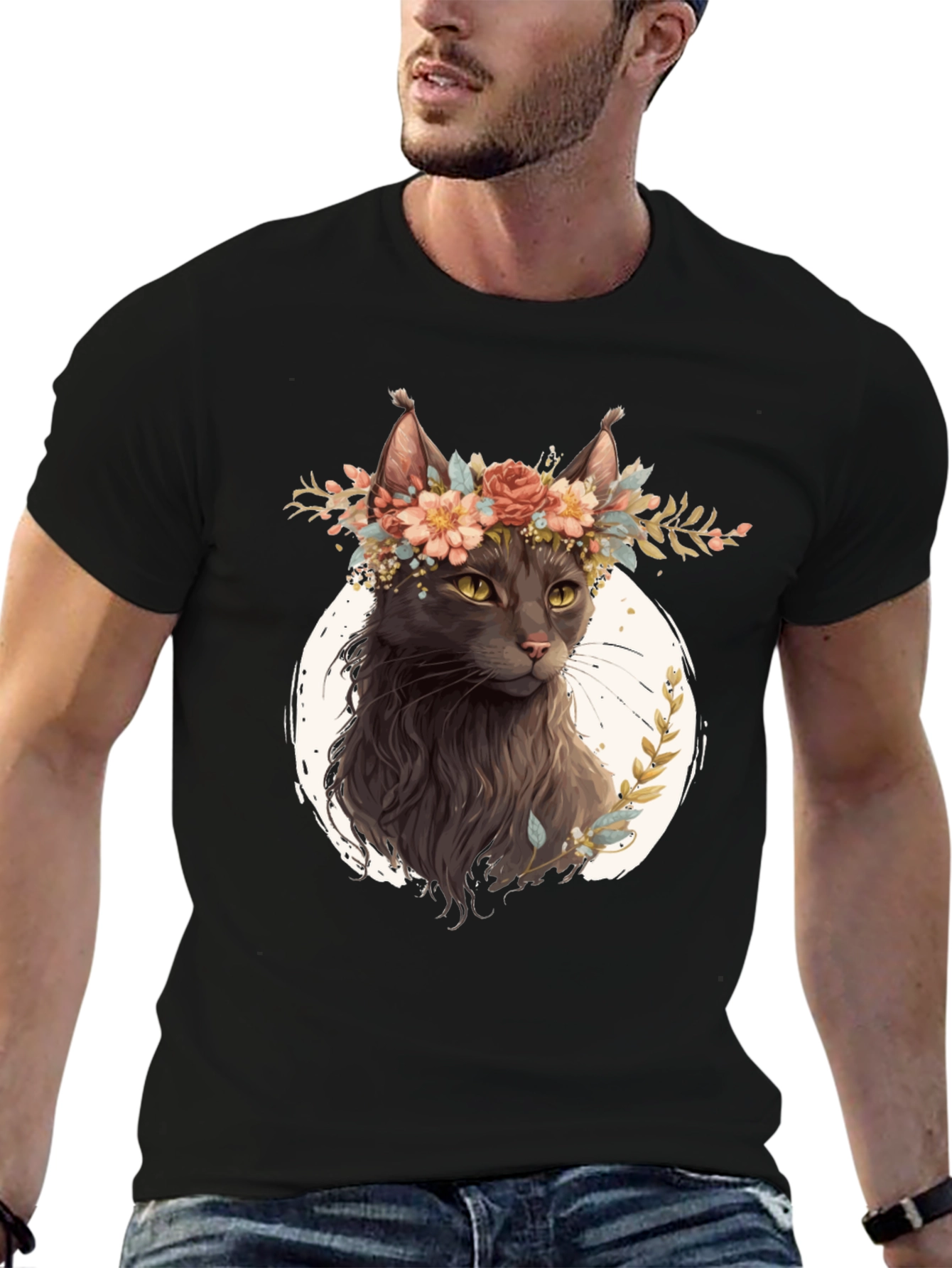 Floral Crown Cat T-Shirt