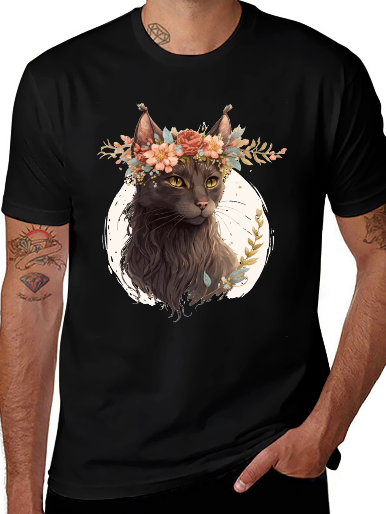 Floral Crown Cat T-Shirt