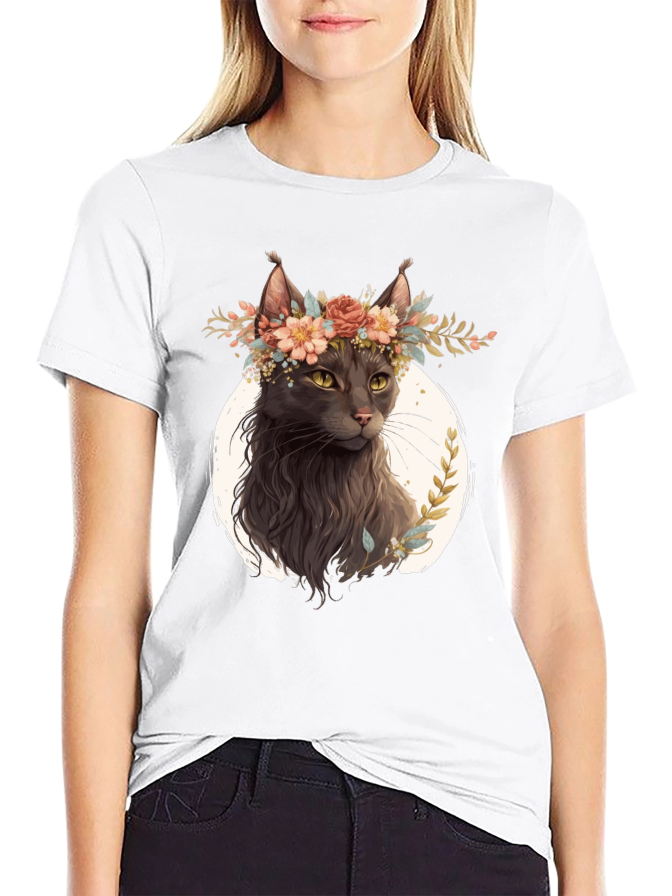 Floral Crown Cat T-Shirt