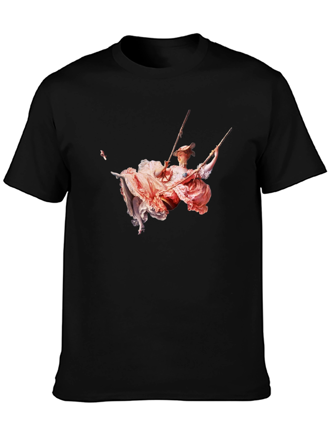 Rococo Swing Art Graphic Tee - Stylish Black T-Shirt