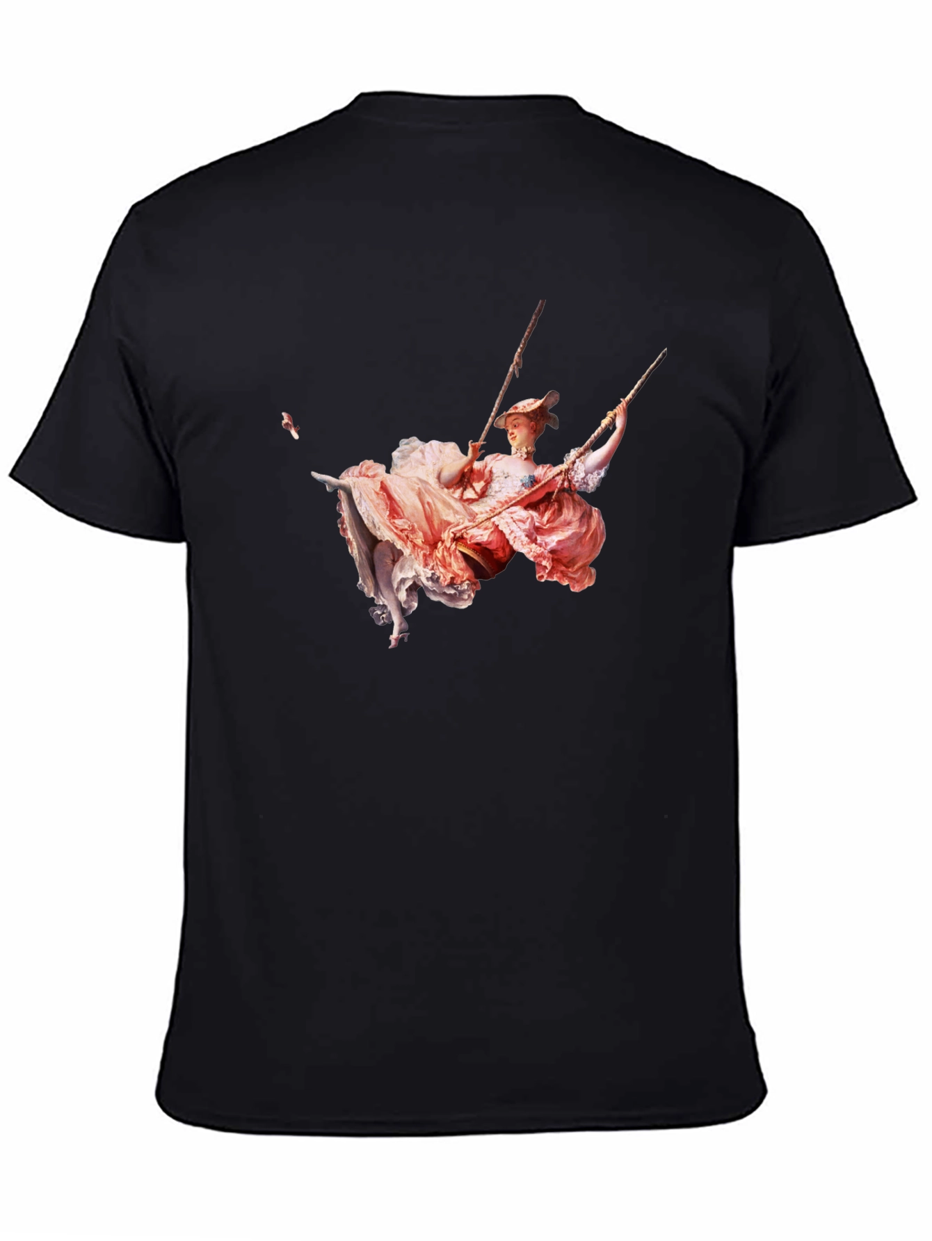 Rococo Swing Art Graphic Tee - Stylish Black T-Shirt