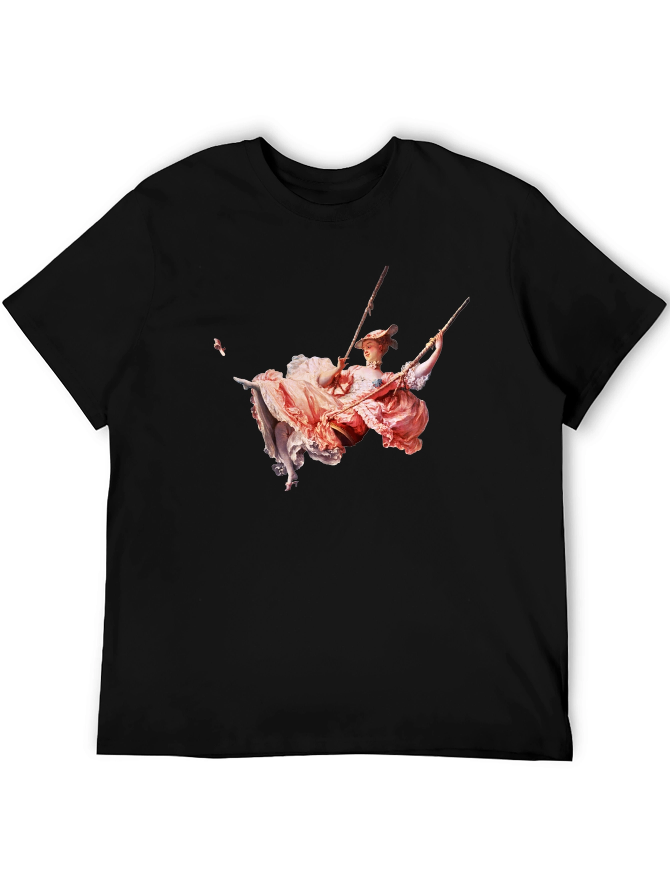 Rococo Swing Art Graphic Tee - Stylish Black T-Shirt