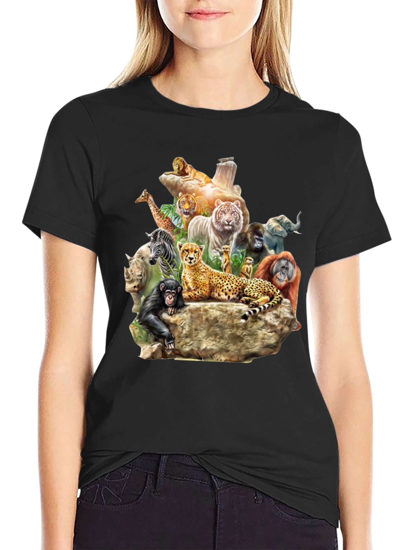 Wildlife Animals Graphic T-Shirt - Black