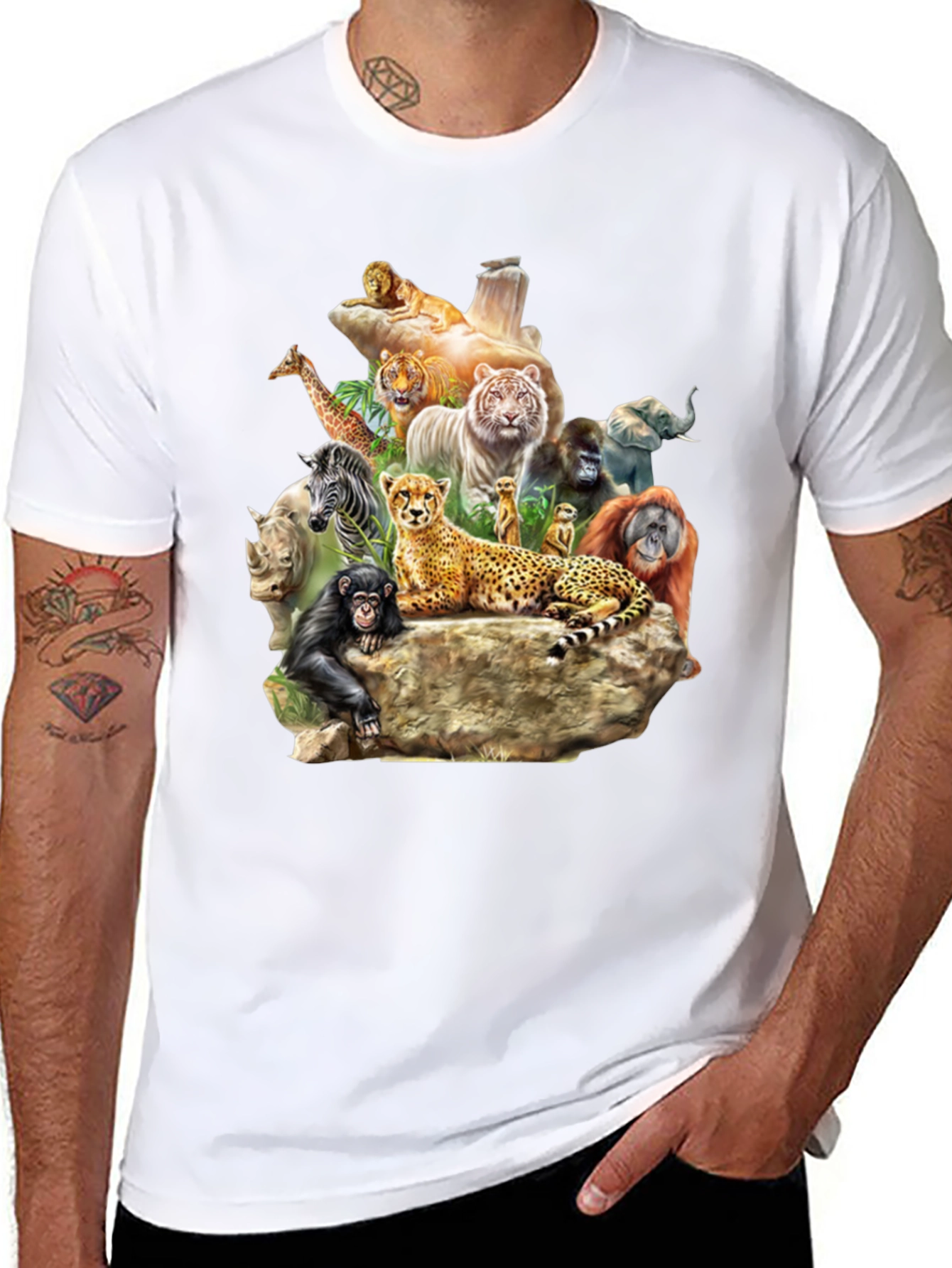 Wildlife Animals Graphic T-Shirt - Black