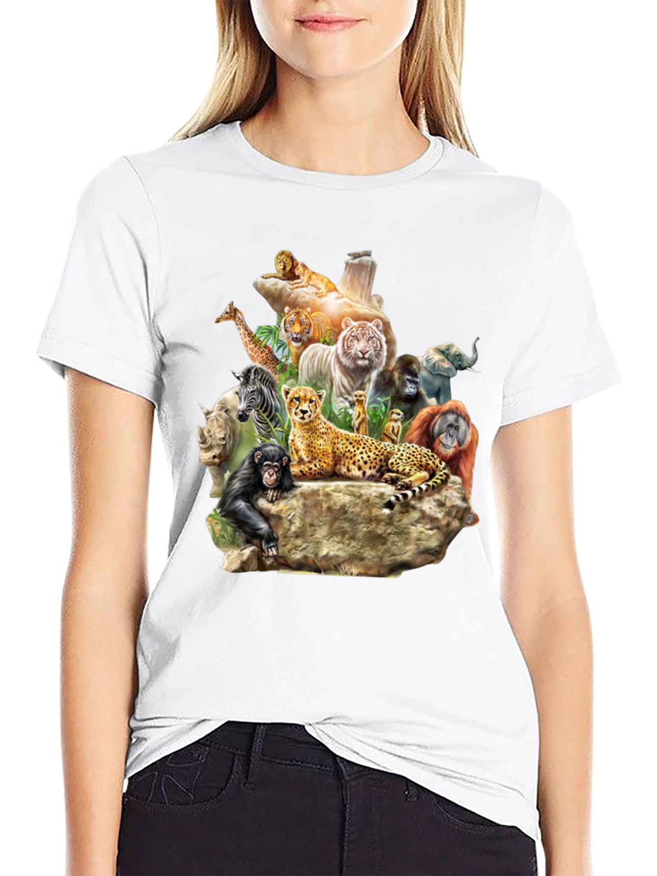 Wildlife Animals Graphic T-Shirt - Black