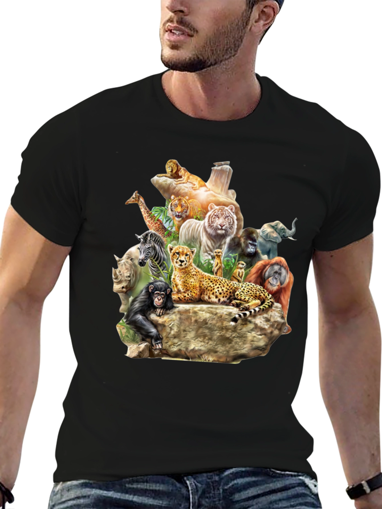 Wildlife Animals Graphic T-Shirt - Black