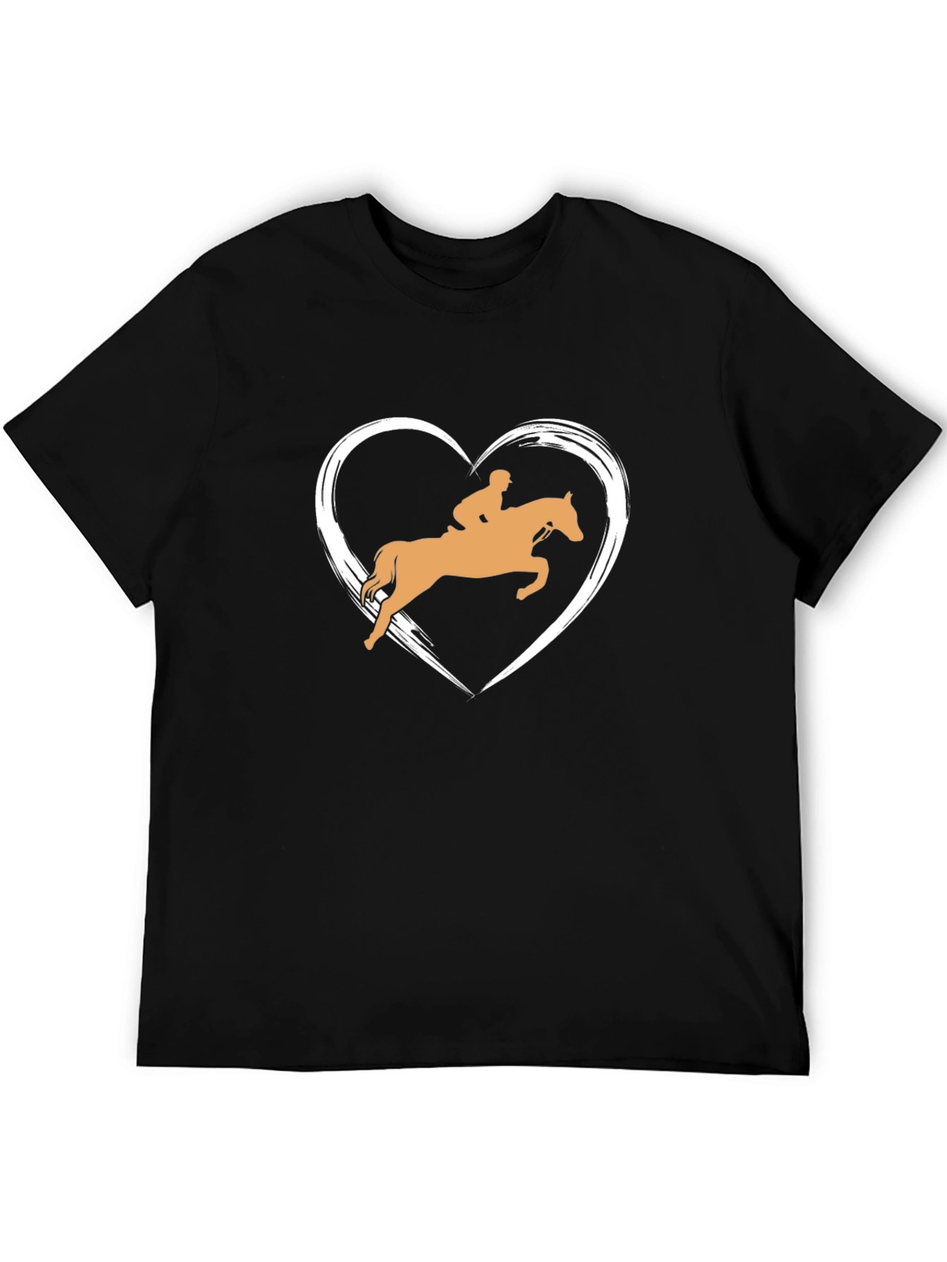 Equestrian Heart Graphic Tee - Black Cotton Comfort