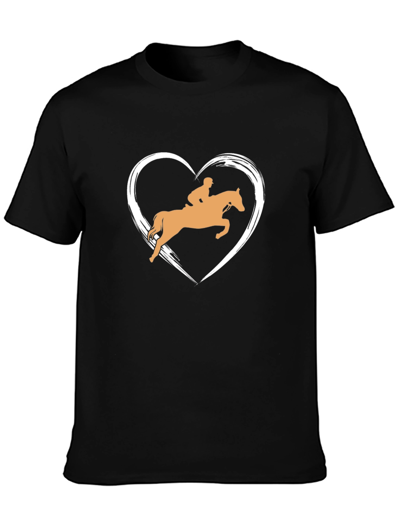Equestrian Heart Graphic Tee - Black Cotton Comfort
