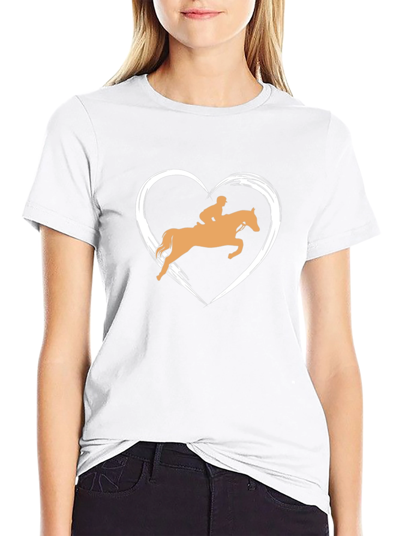 Equestrian Heart Graphic Tee - Black Cotton Comfort