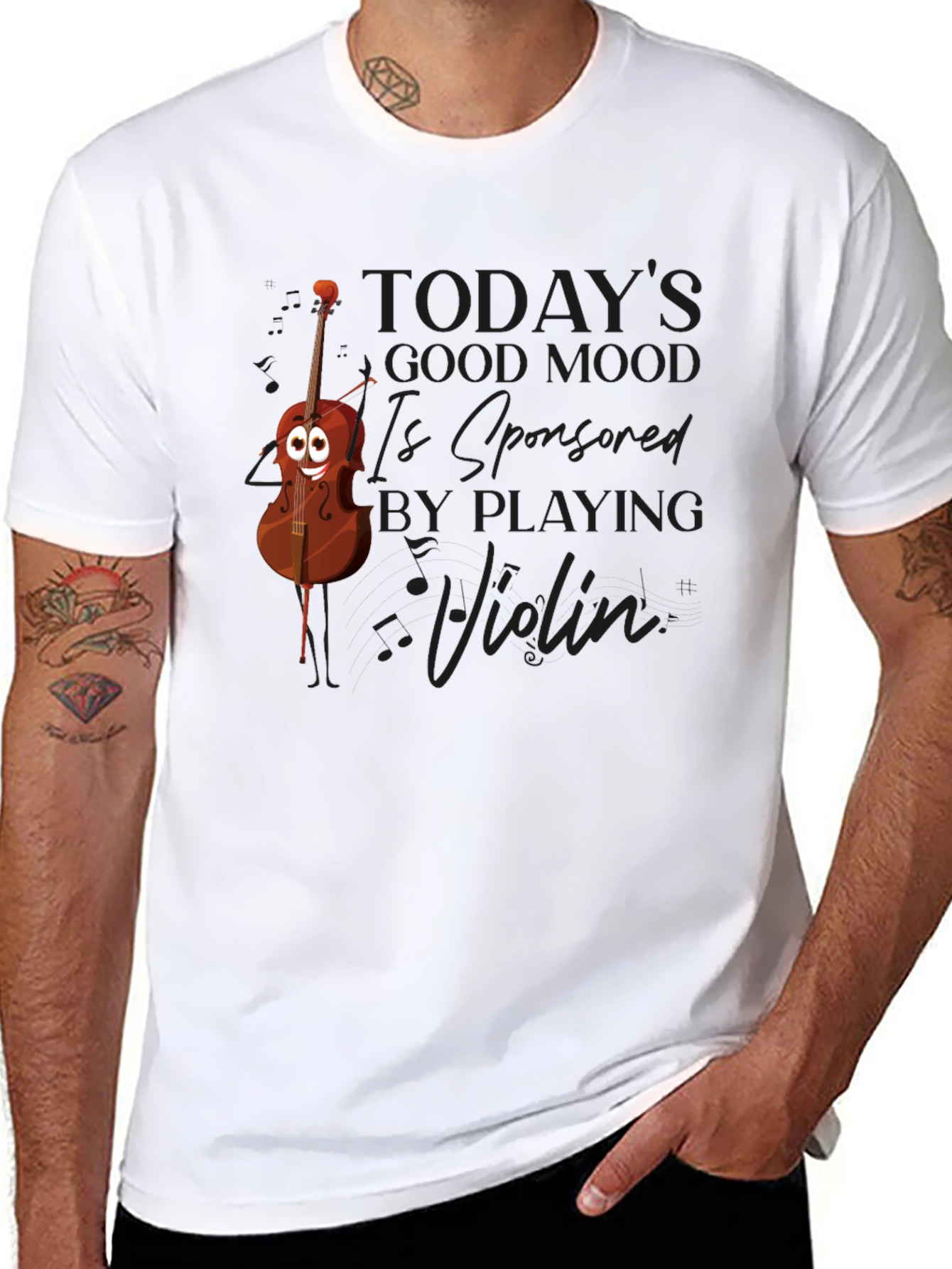 Violin Mood Mens Graphic T-Shirt