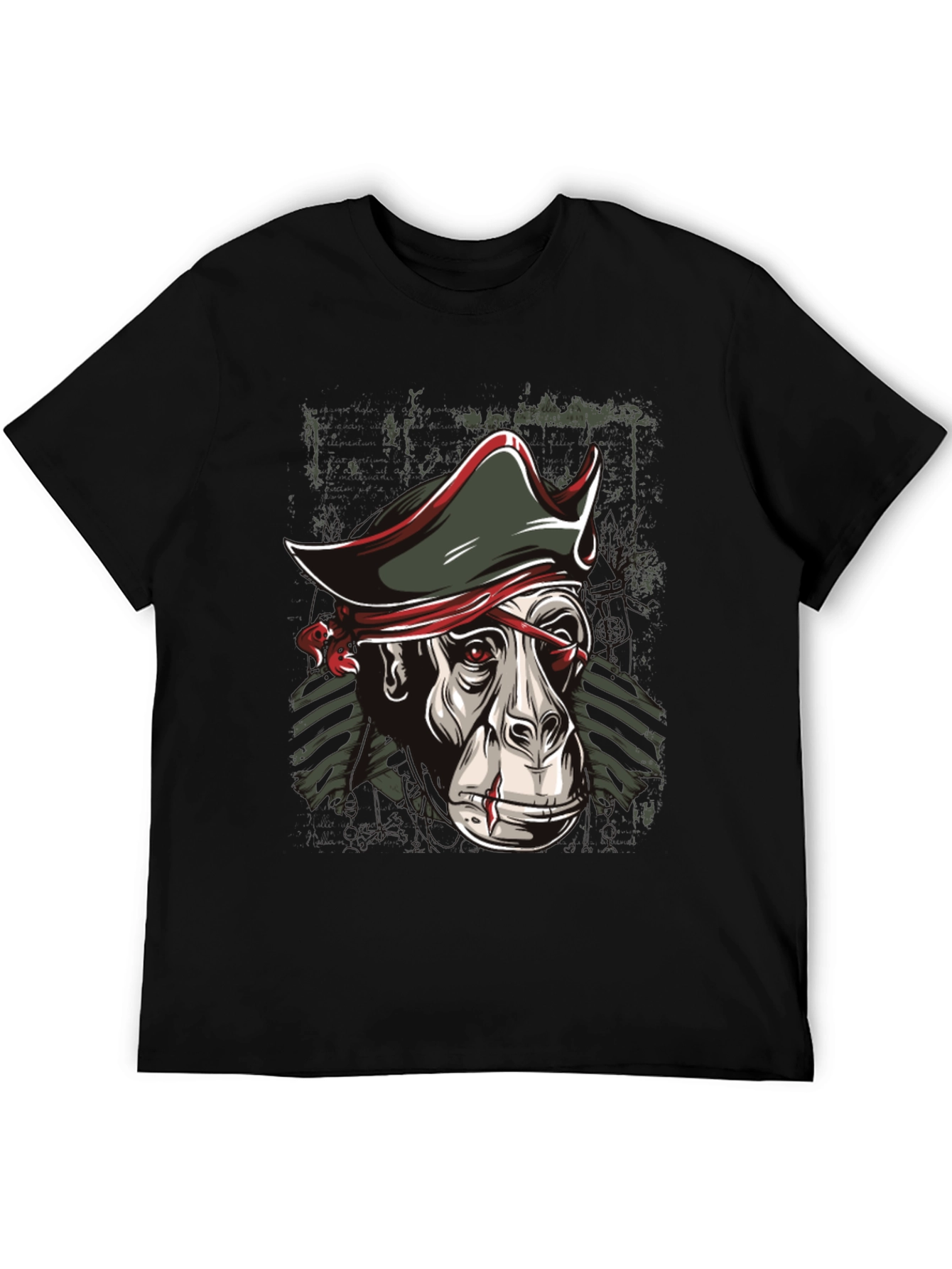 Pirate Monkey Graphic T-Shirt - Black Cotton Tee