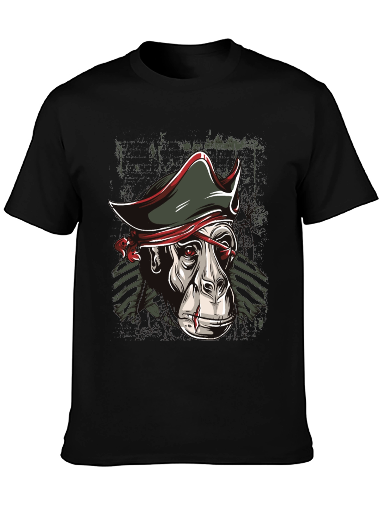 Pirate Monkey Graphic T-Shirt - Black Cotton Tee