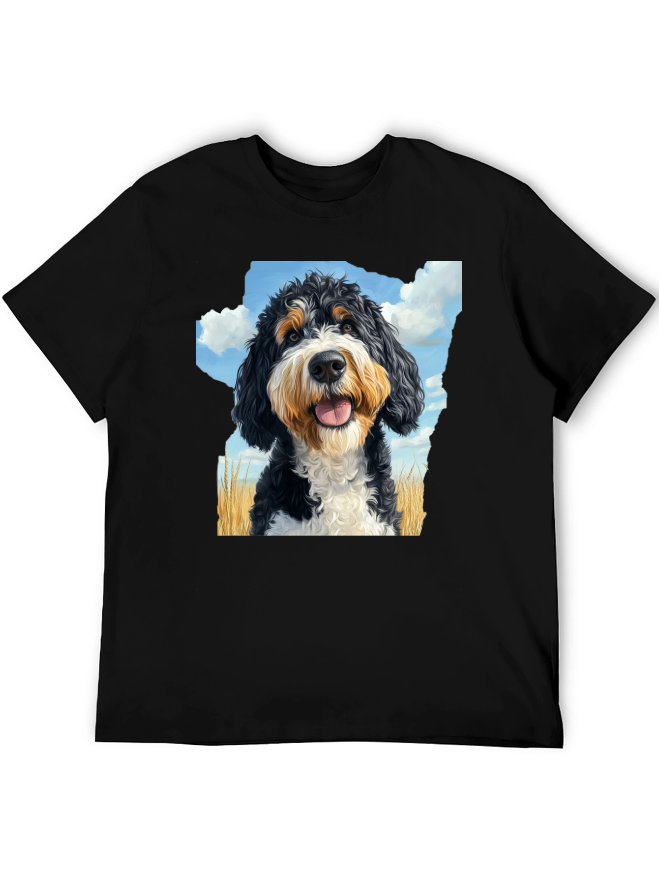 Bernedoodle T-Shirt - Mens Black Tee with Dog Graphic