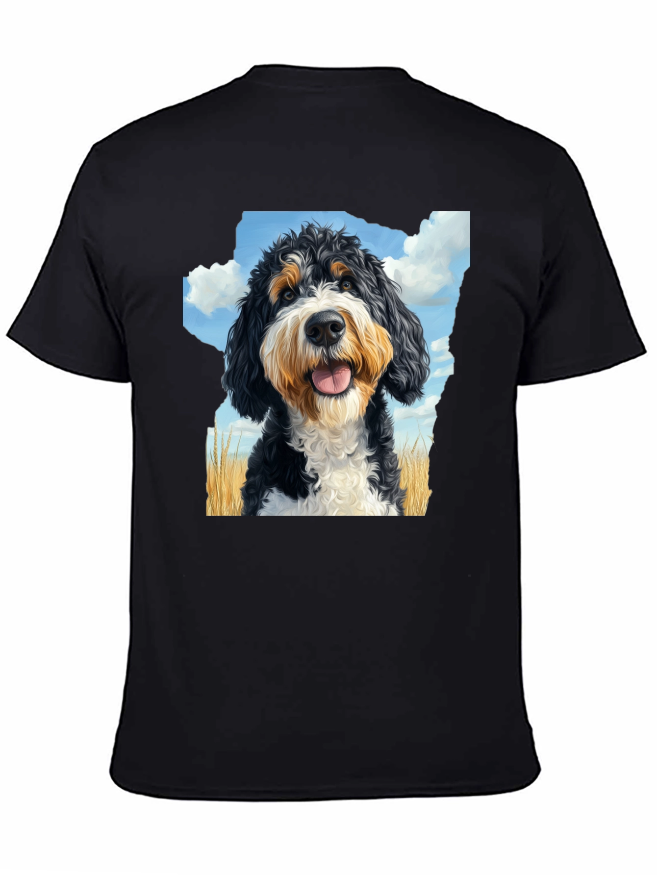 Bernedoodle T-Shirt - Mens Black Tee with Dog Graphic