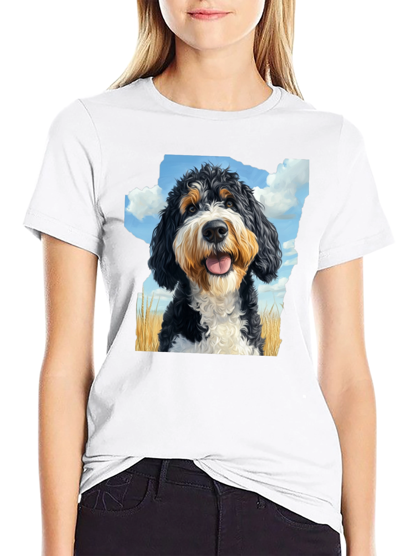 Bernedoodle T-Shirt - Mens Black Tee with Dog Graphic