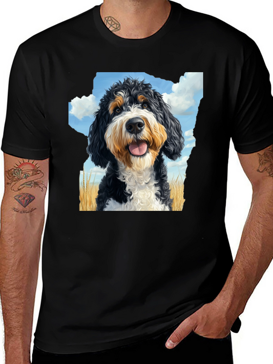 Bernedoodle T-Shirt - Mens Black Tee with Dog Graphic