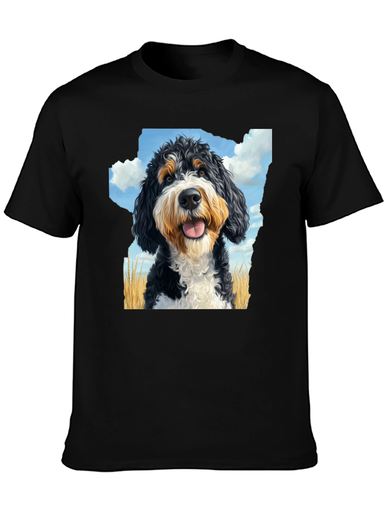 Bernedoodle T-Shirt - Mens Black Tee with Dog Graphic