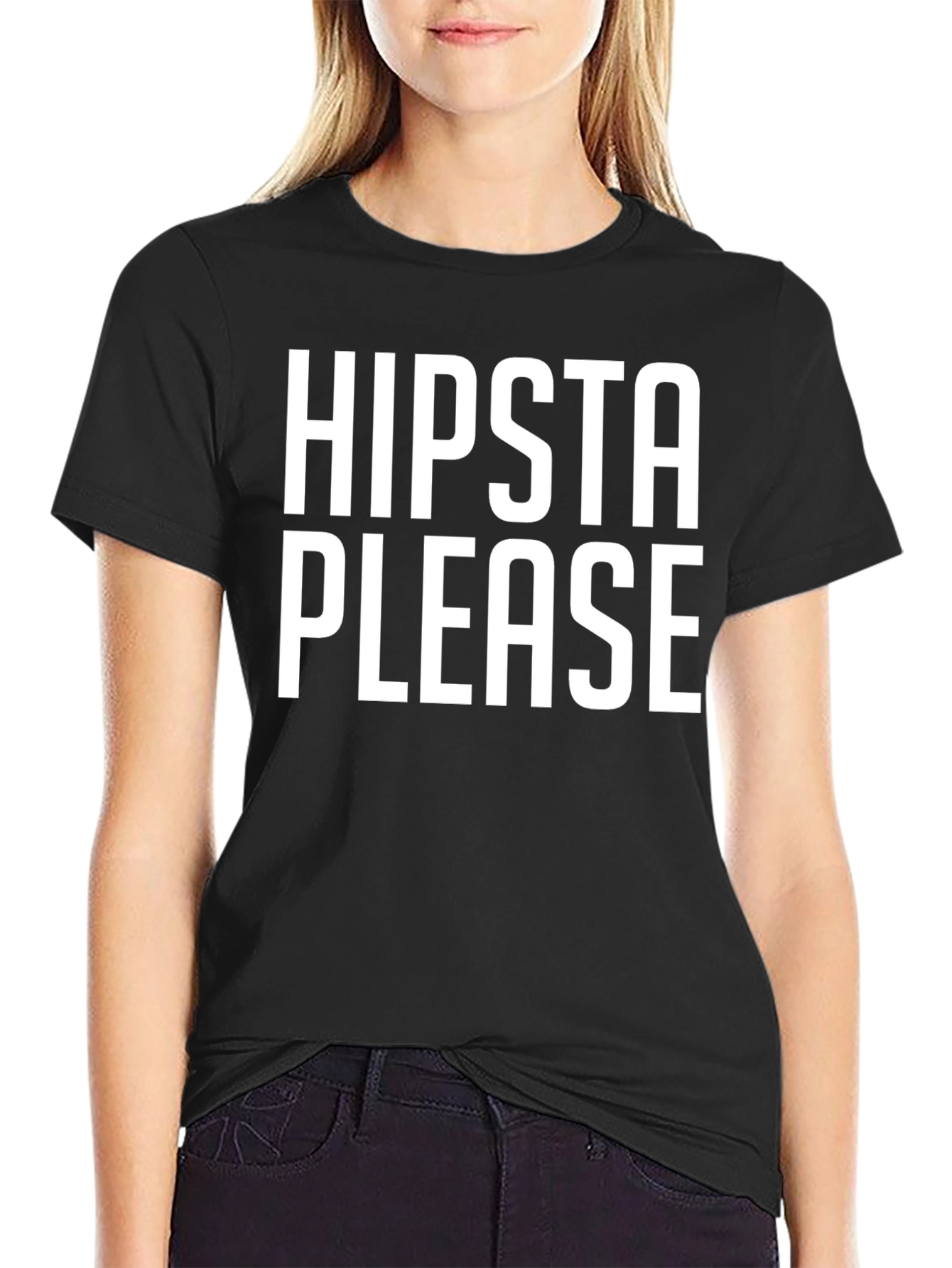 Hipsta Please Graphic T-Shirt - Black Crew Neck
