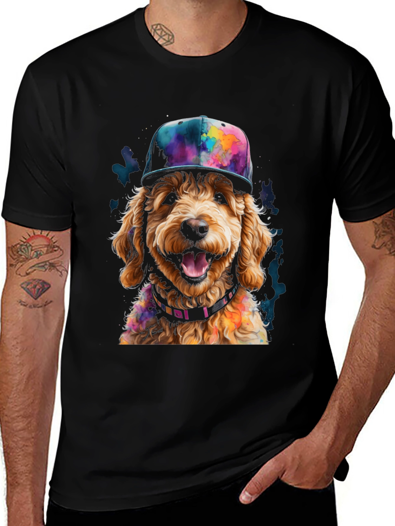 Dog in Hat Graphic Tee - Cool Pup Design