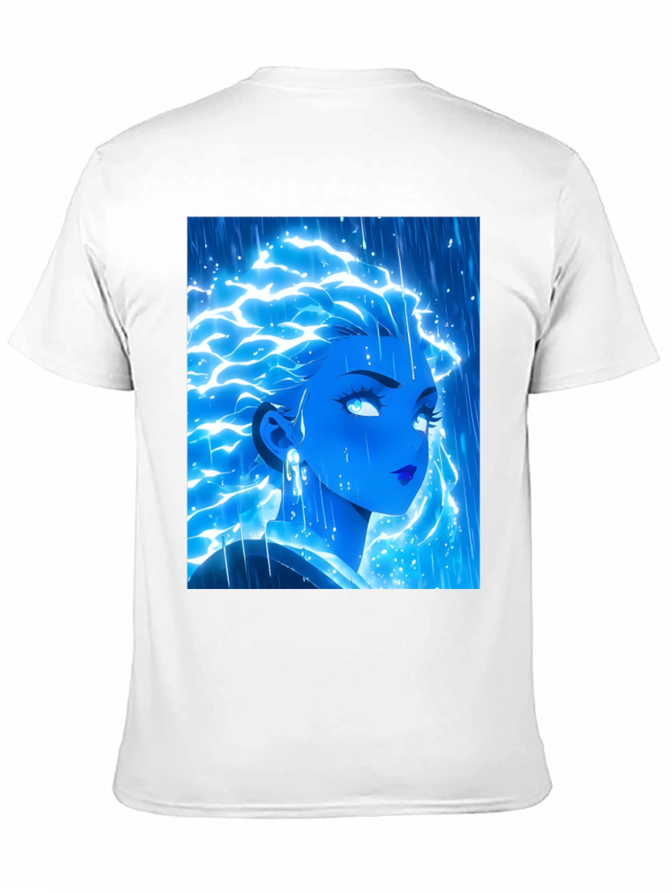 Electric Blue Anime Girl Graphic Tee