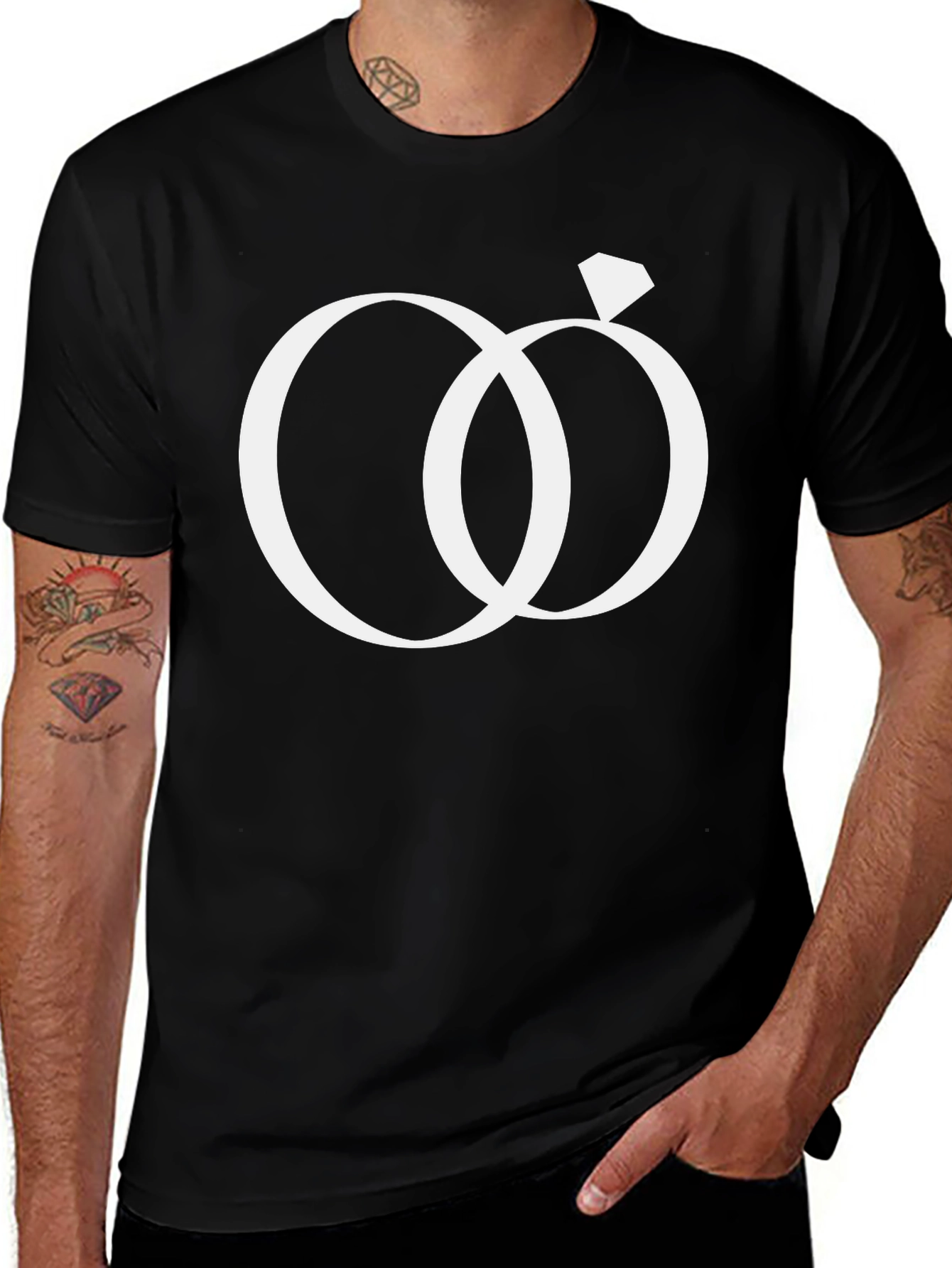 Interlocked Wedding Rings Graphic Tee - Black